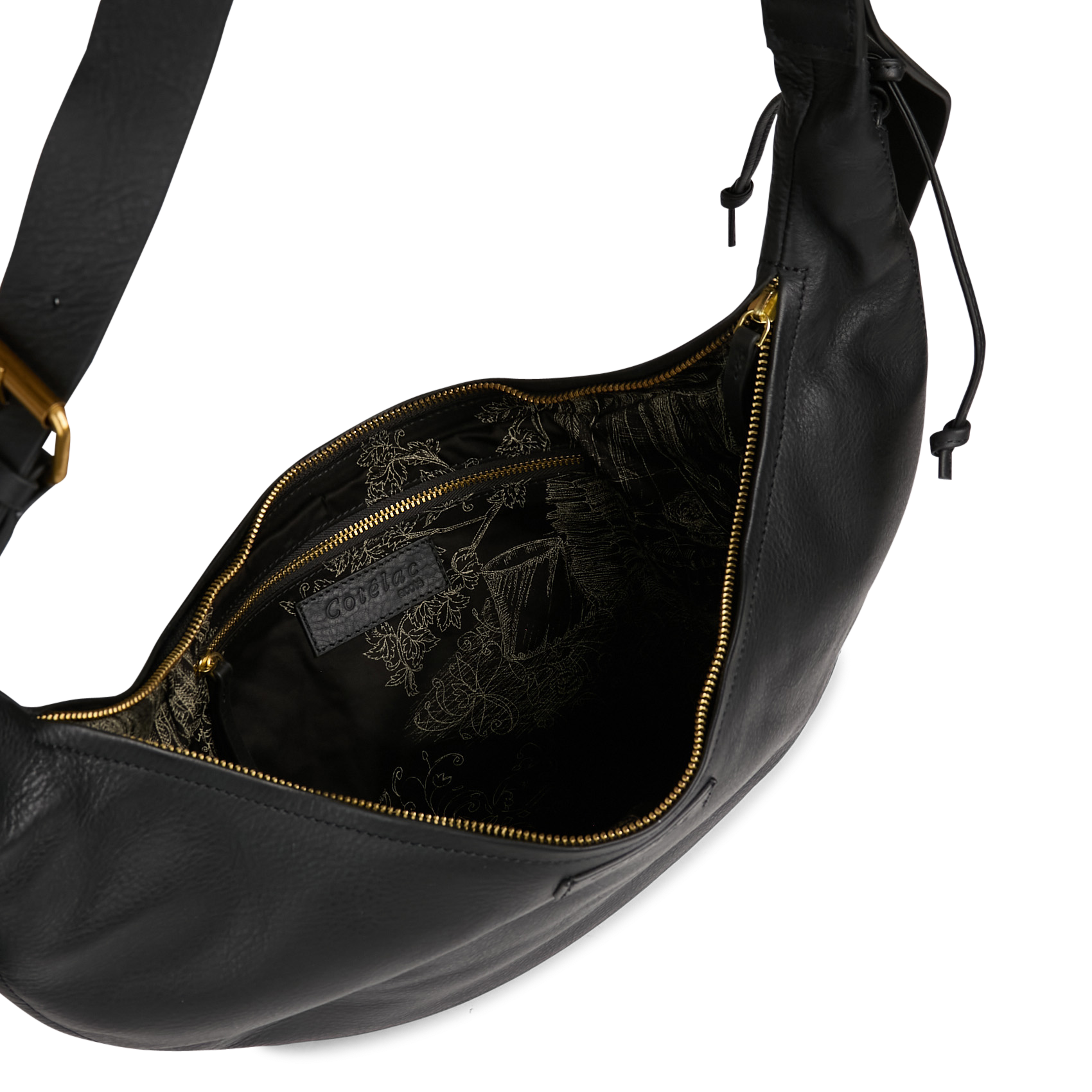 Umhängetasche aus Leder ACOTE Schwarz