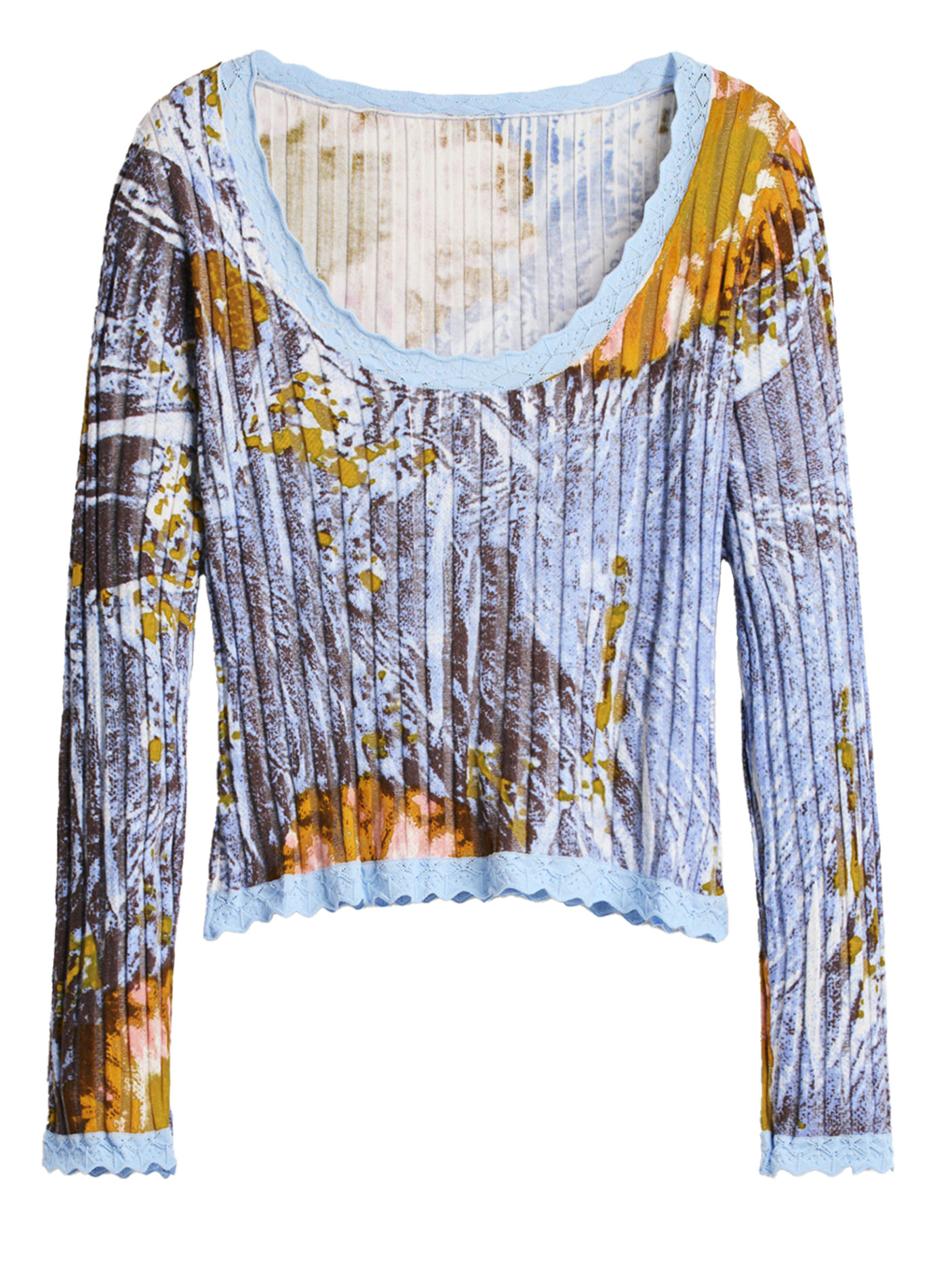 Round-neck printed sweater DESIGUAL Blue