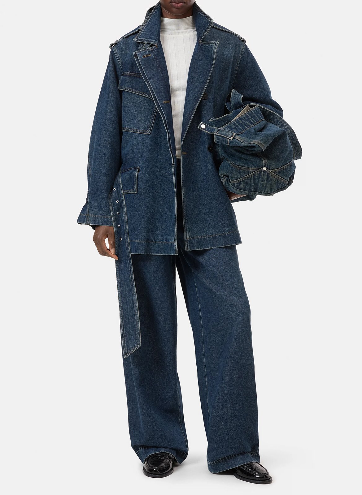 Veste oversize col montant en coton bio mélangé CLOSED Bleu