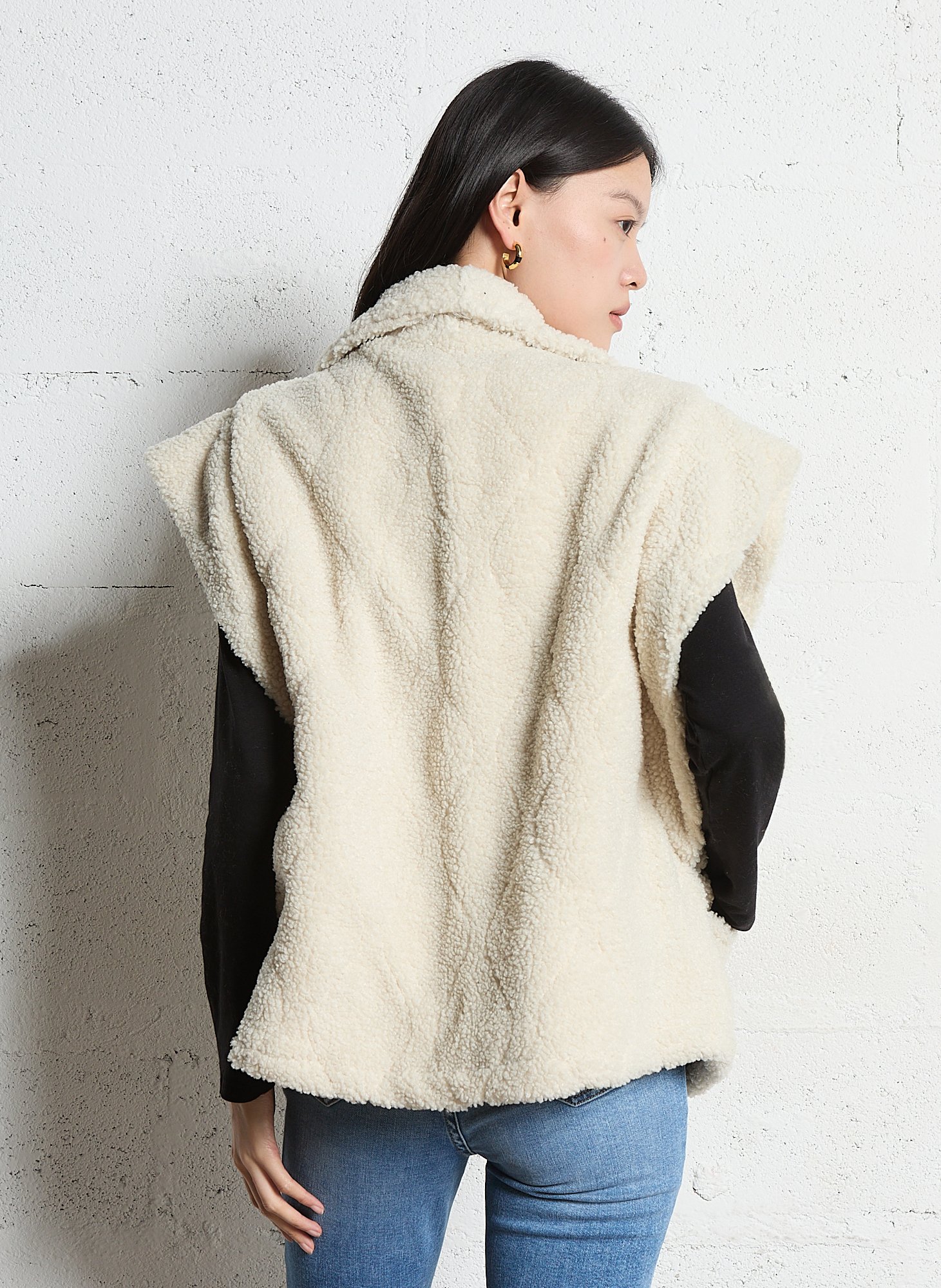 Oversize Mantel mit Schalkragen aus Sherpa AOKYANOS Beige