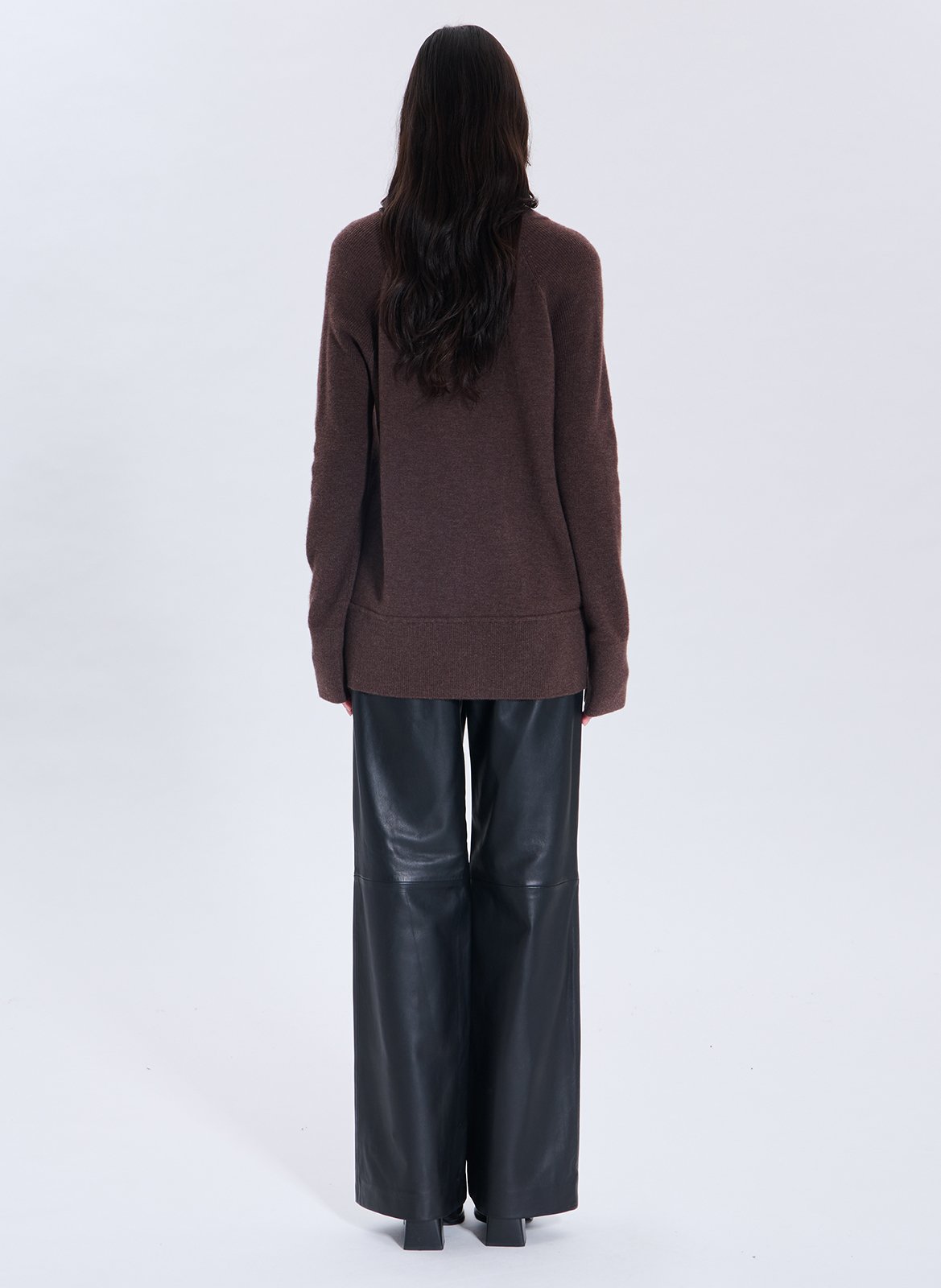 Cárdigan de lana con cuello de pico ZAPA Marron