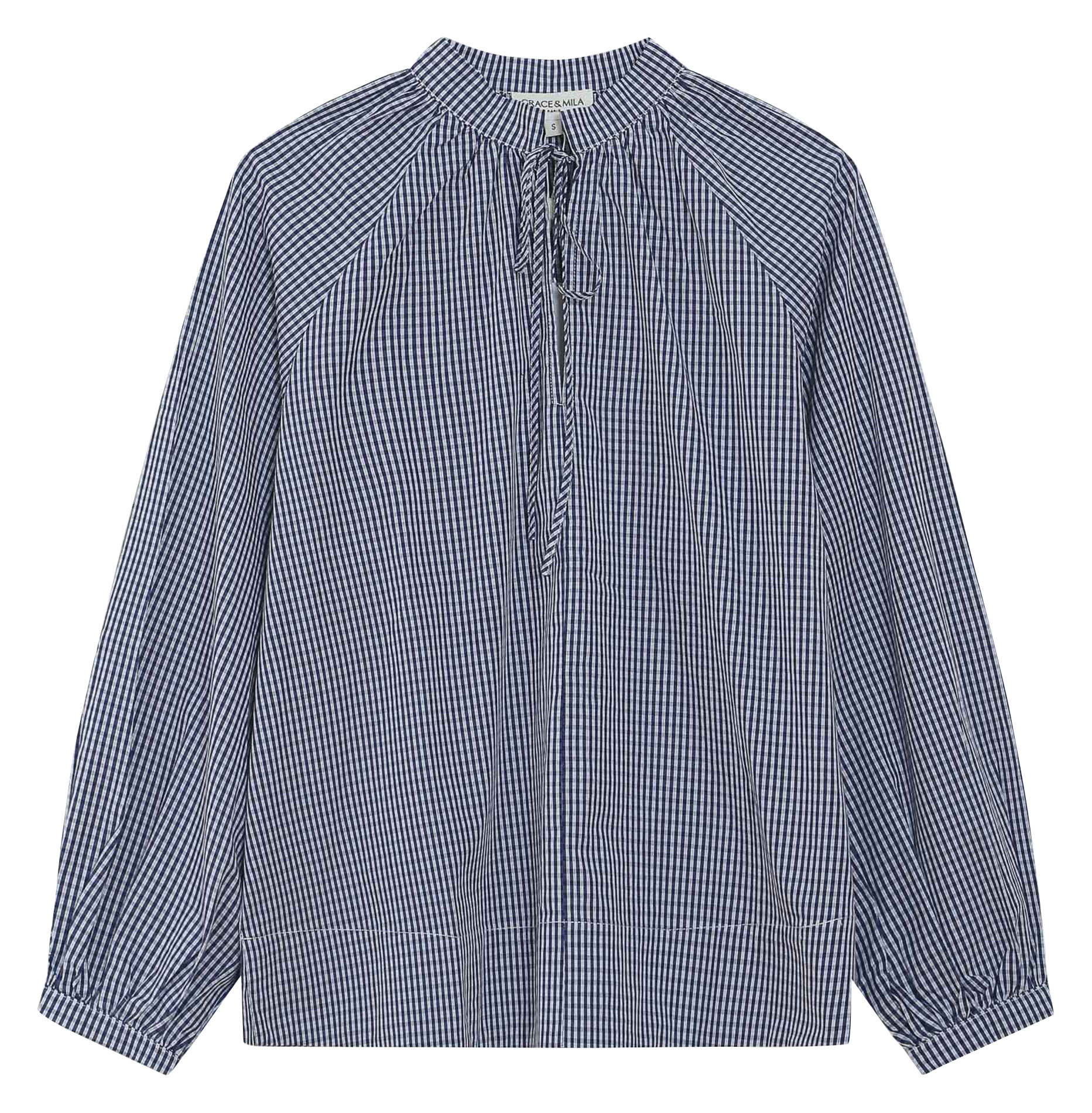 Blouse droite col rond en coton imprimé GRACE ET MILA Bleu