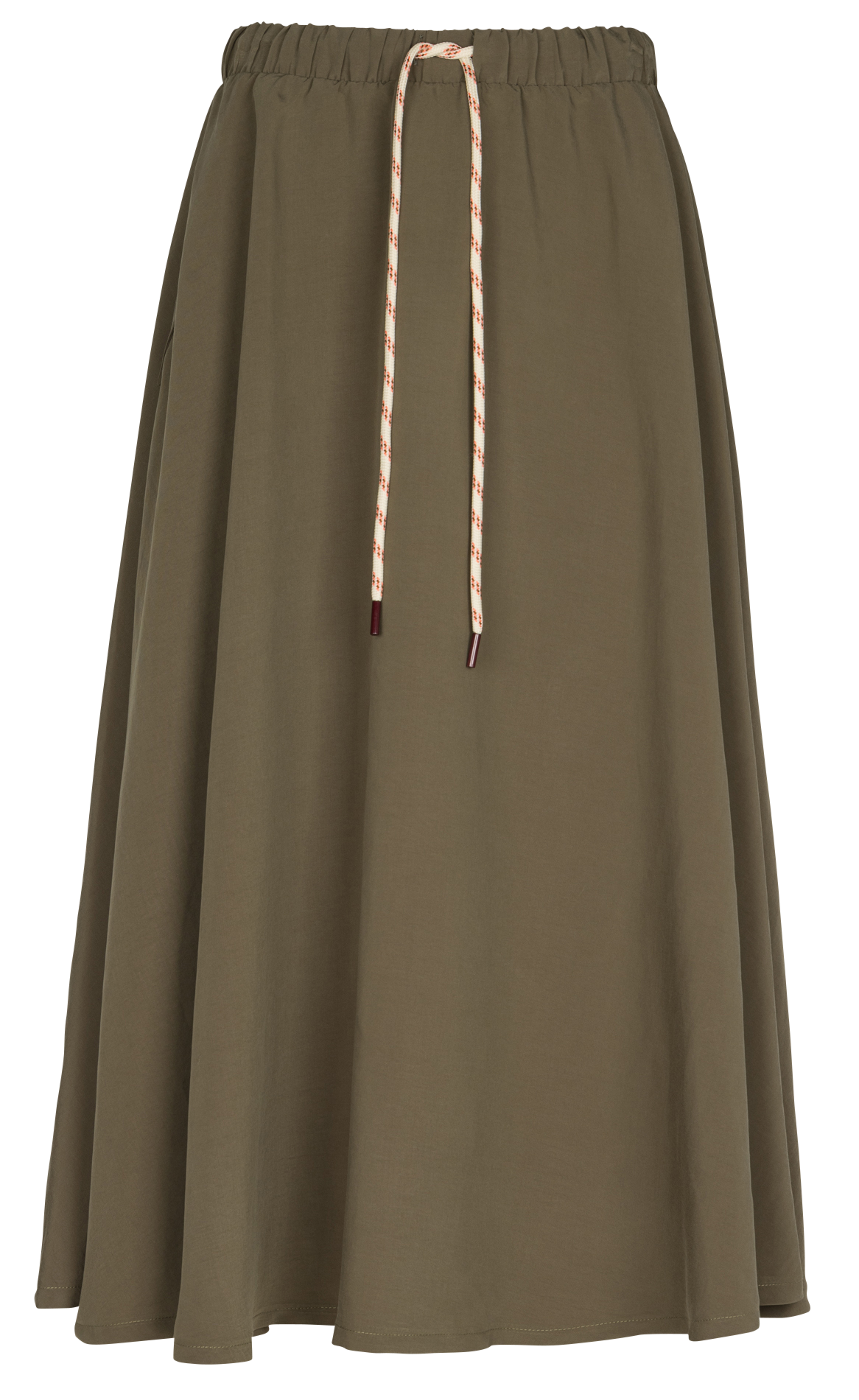 Flared Skirt with Elastic Waist Solid PLEASE Khaki