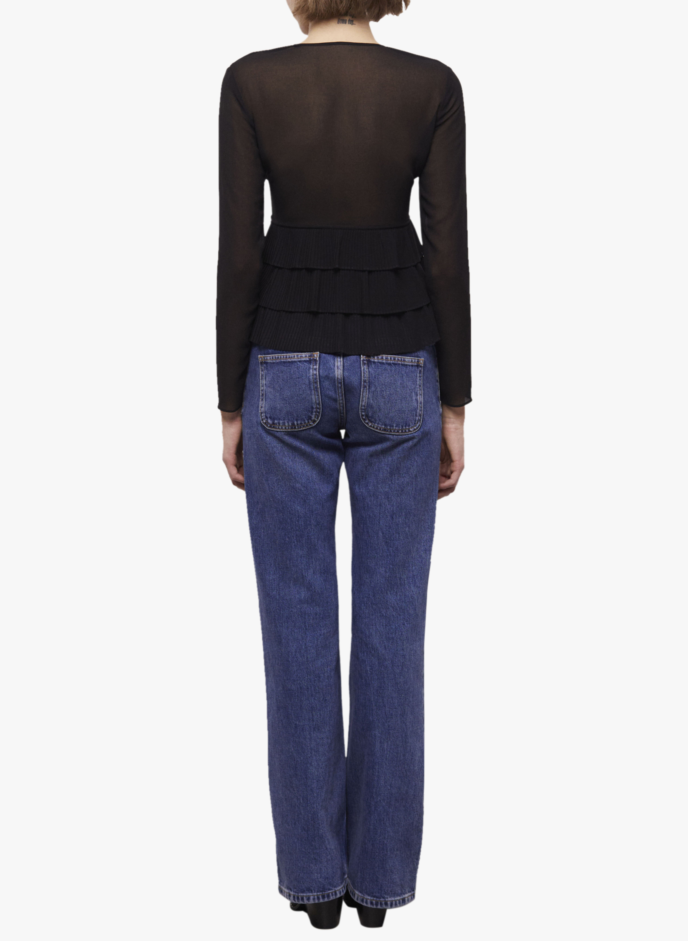 Ruffled V-neck blouse THE KOOPLES Black