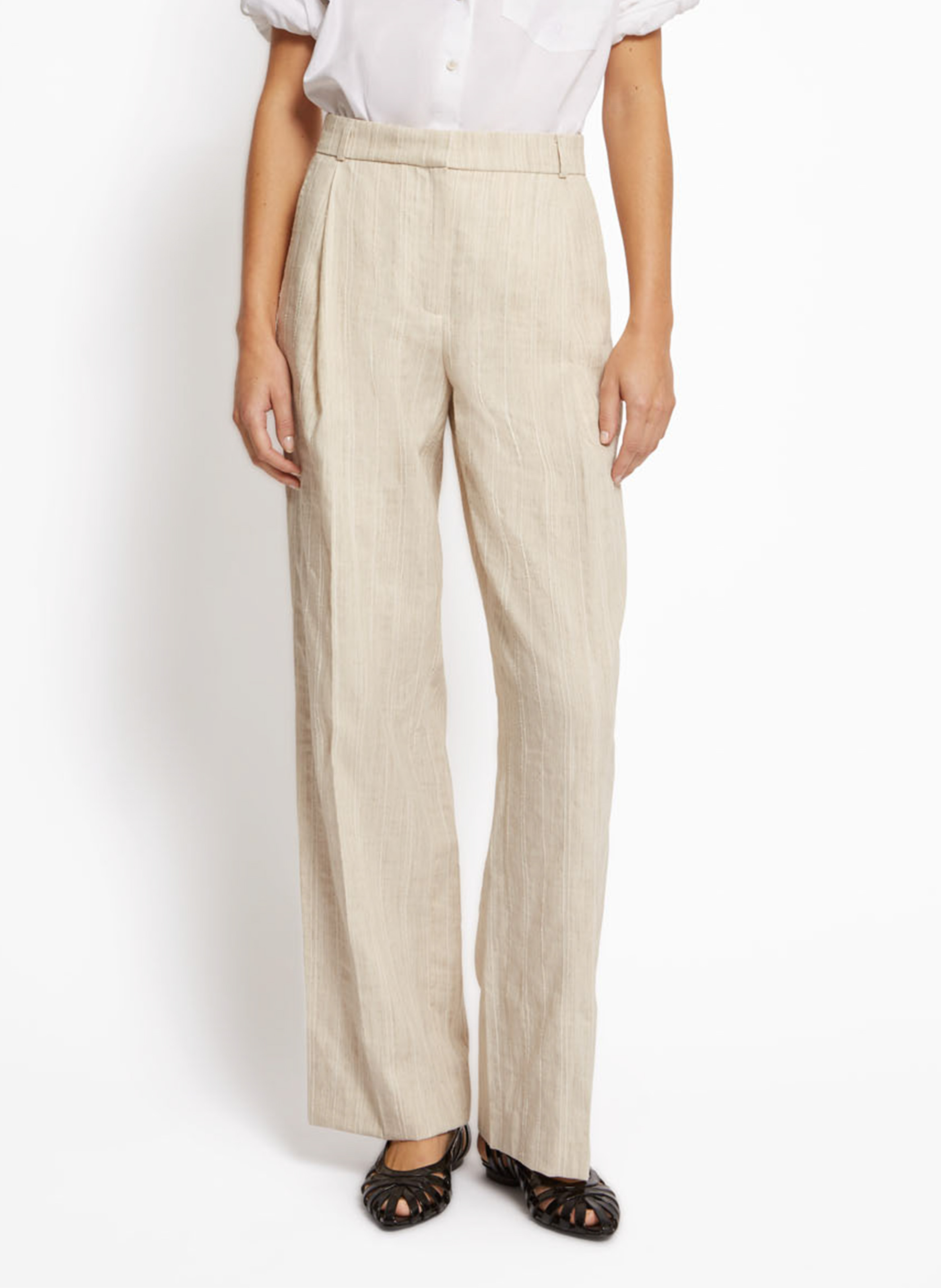 Pantalon tailleur taille haute uni ROSEANNA Beige