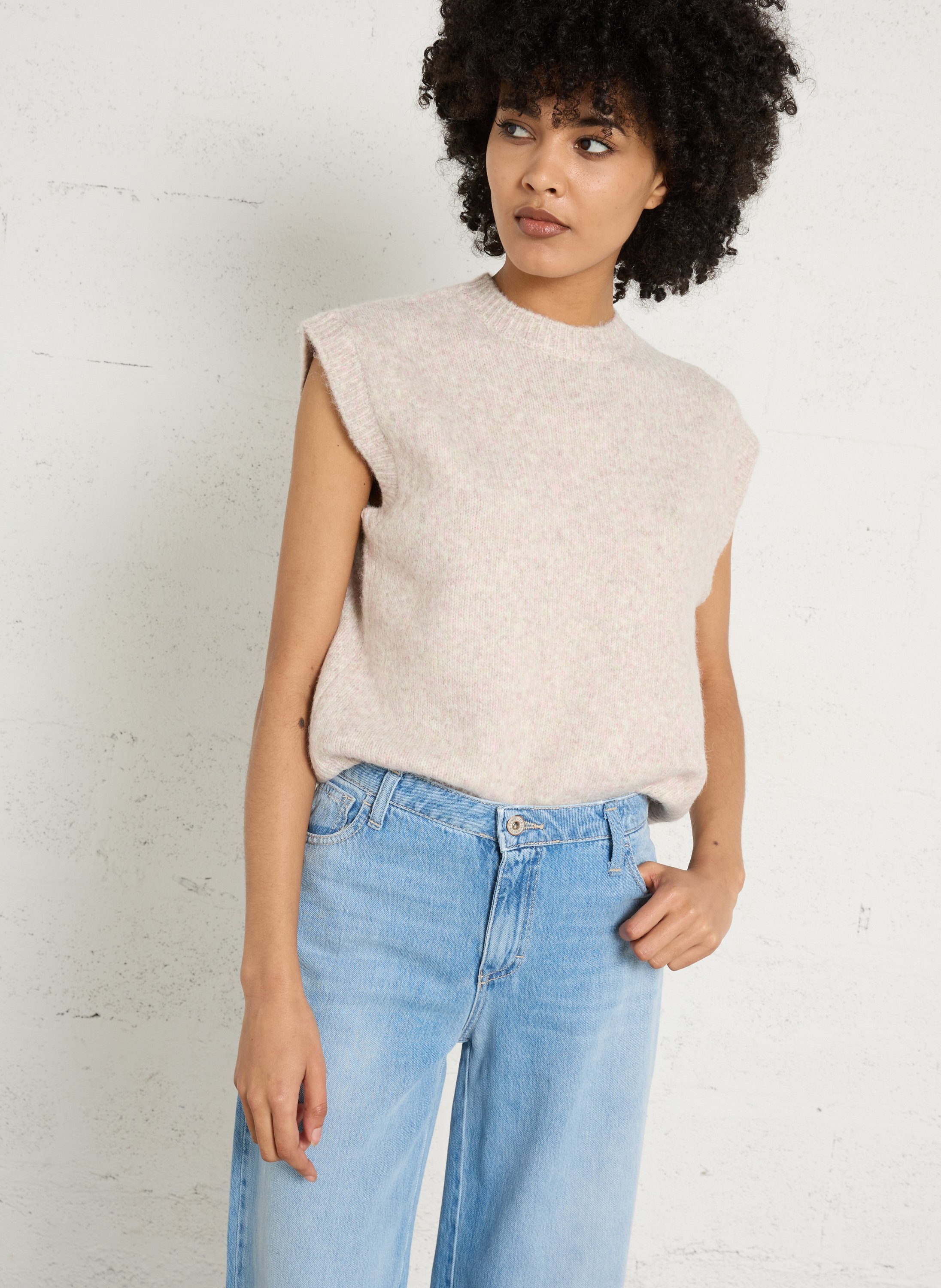 Sleeveless oversized knit sweater MAISON 123 Purple