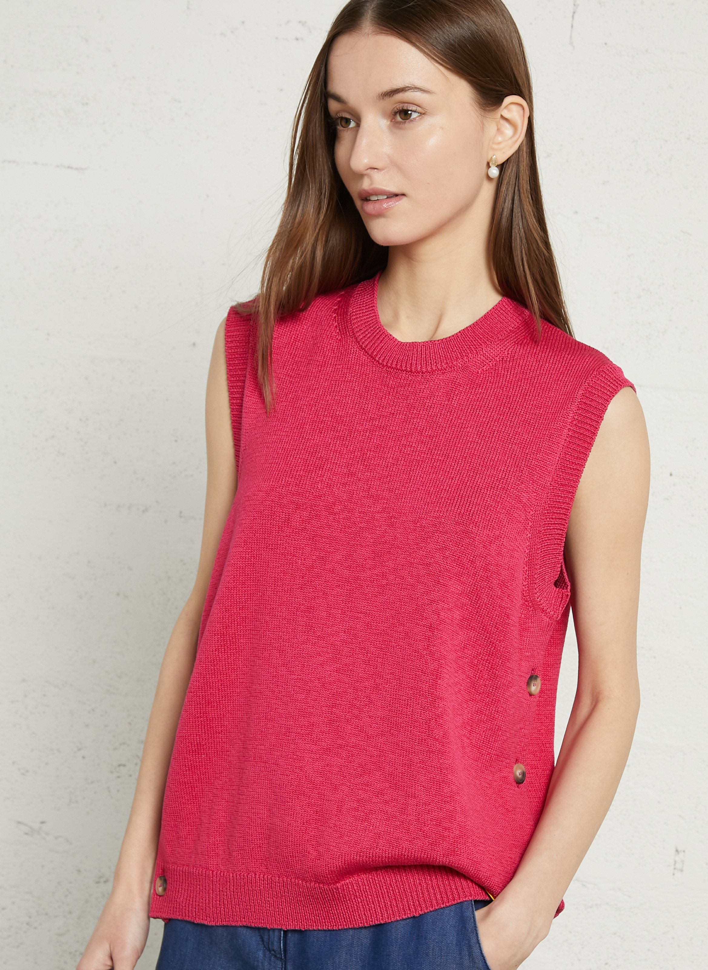 Pull droit col rond en coton ARMOR LUX Rose