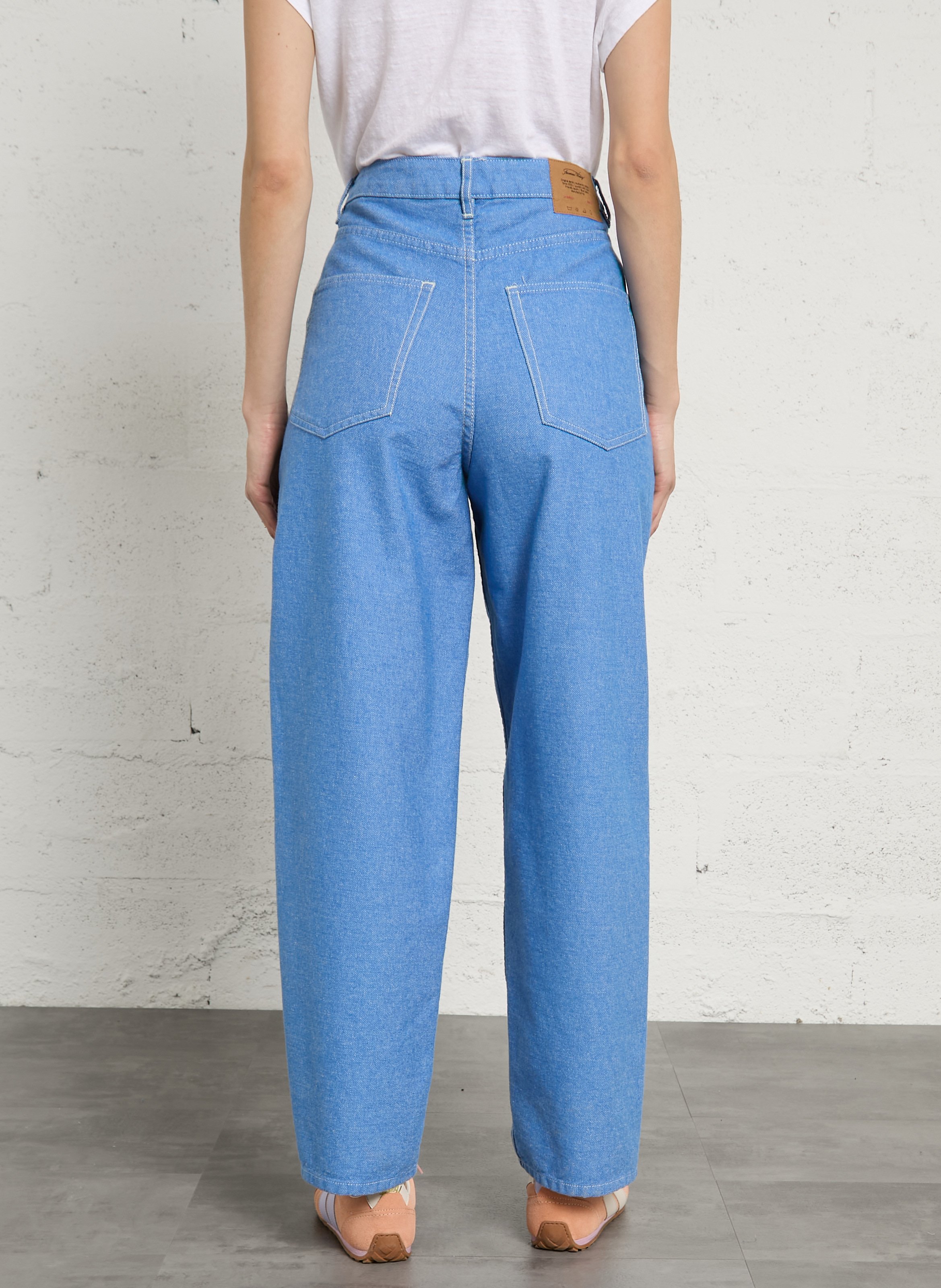 Hohe Taille Ballon Jeans uni AMERICAN VINTAGE Blau
