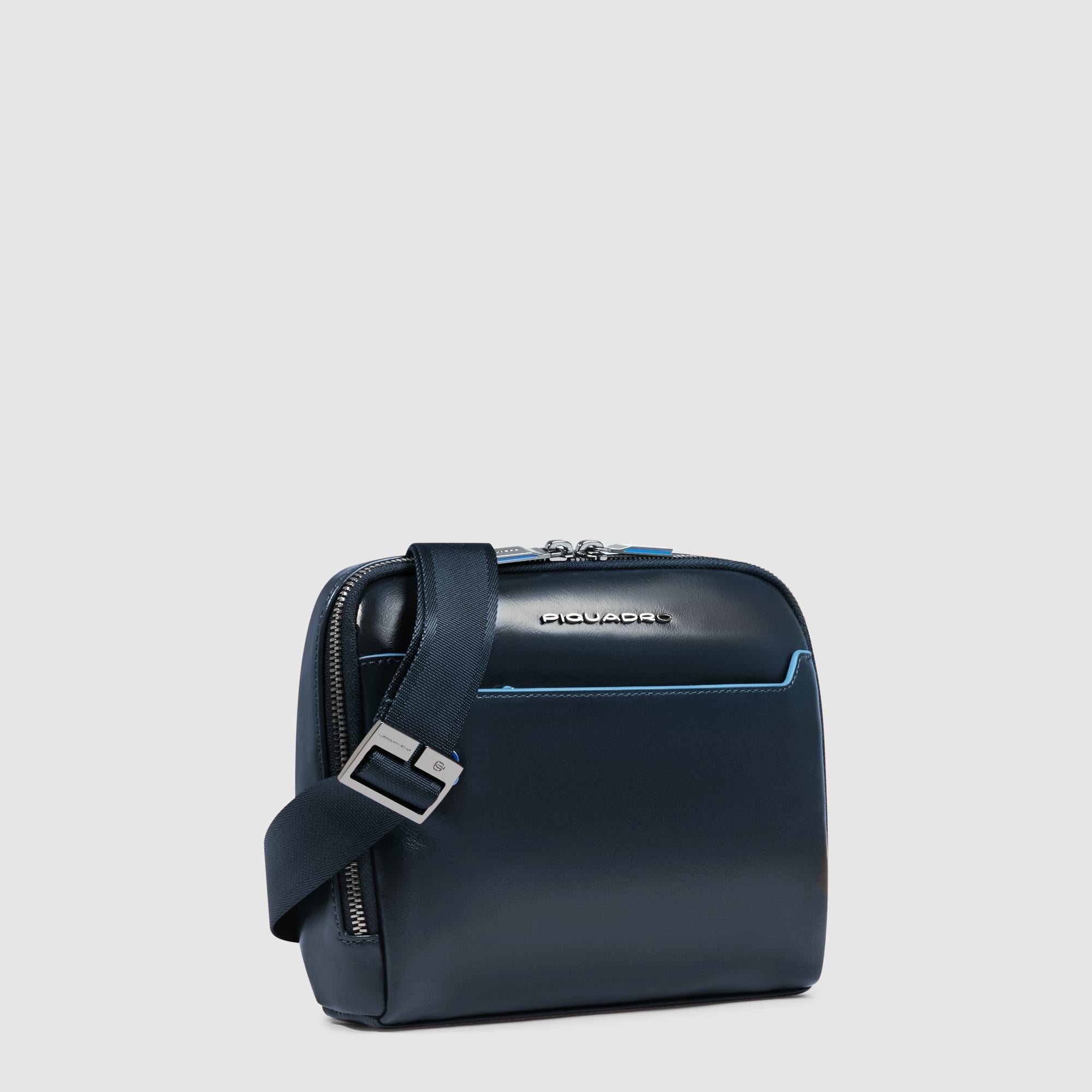 Men's leather shoulder bag Blue