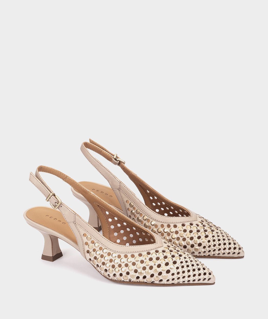 Beige suede mid-heel shoes. PEDRO MIRALLES Brown