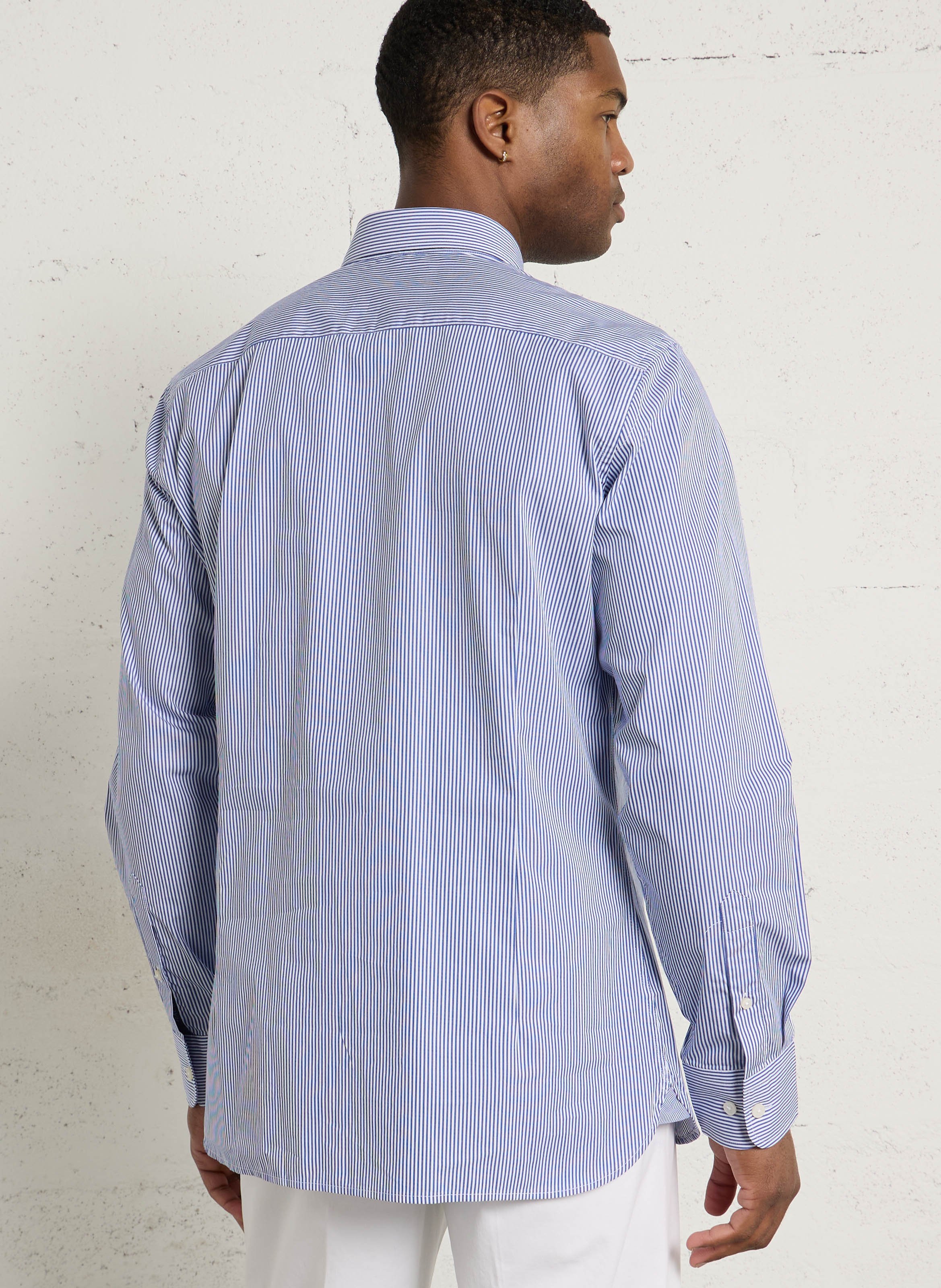 Chemise tailored-fit col classique rayée en coton HACKETT Bleu