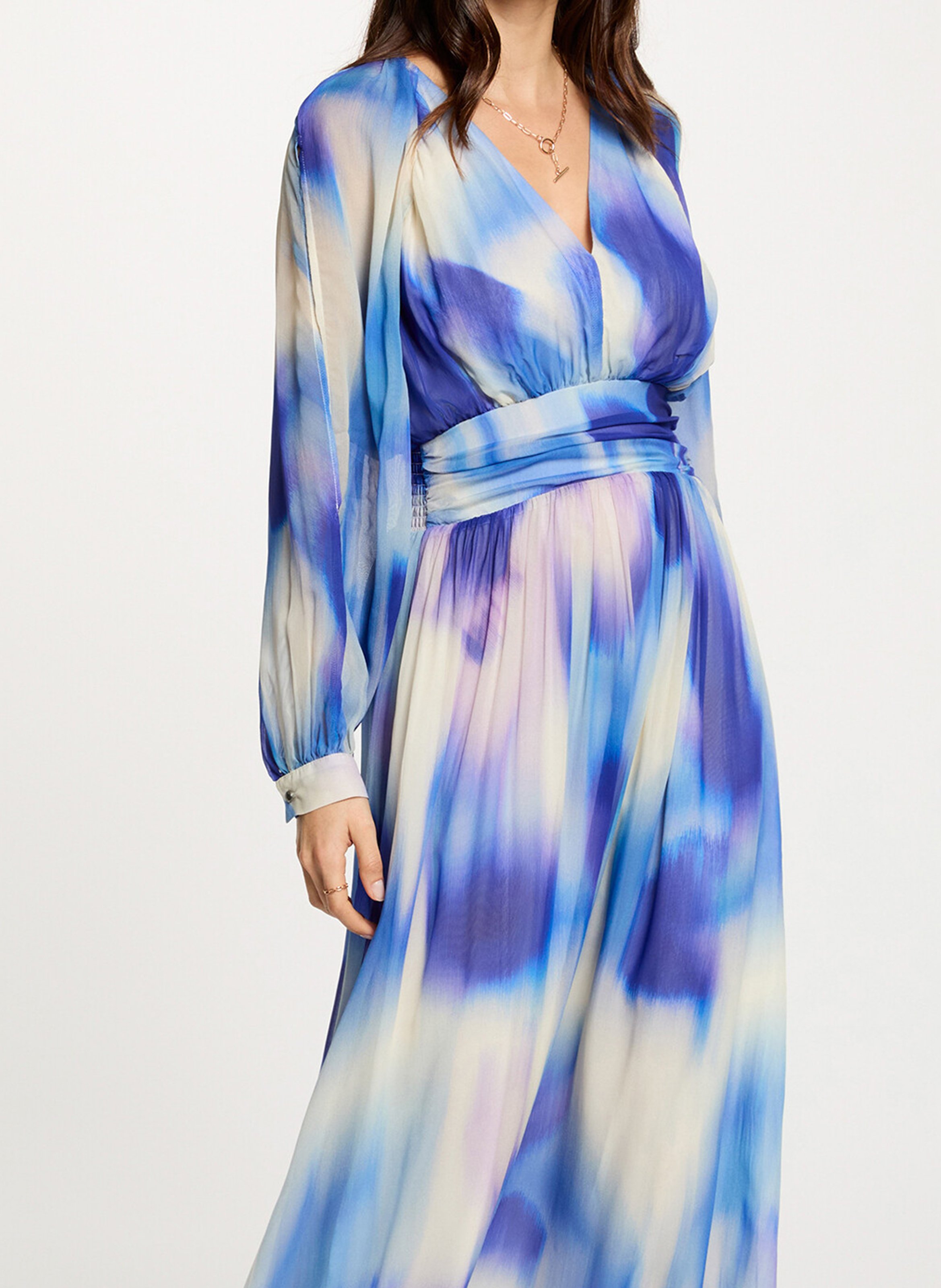 Robe longue imprimée col v MORGAN Multicolore