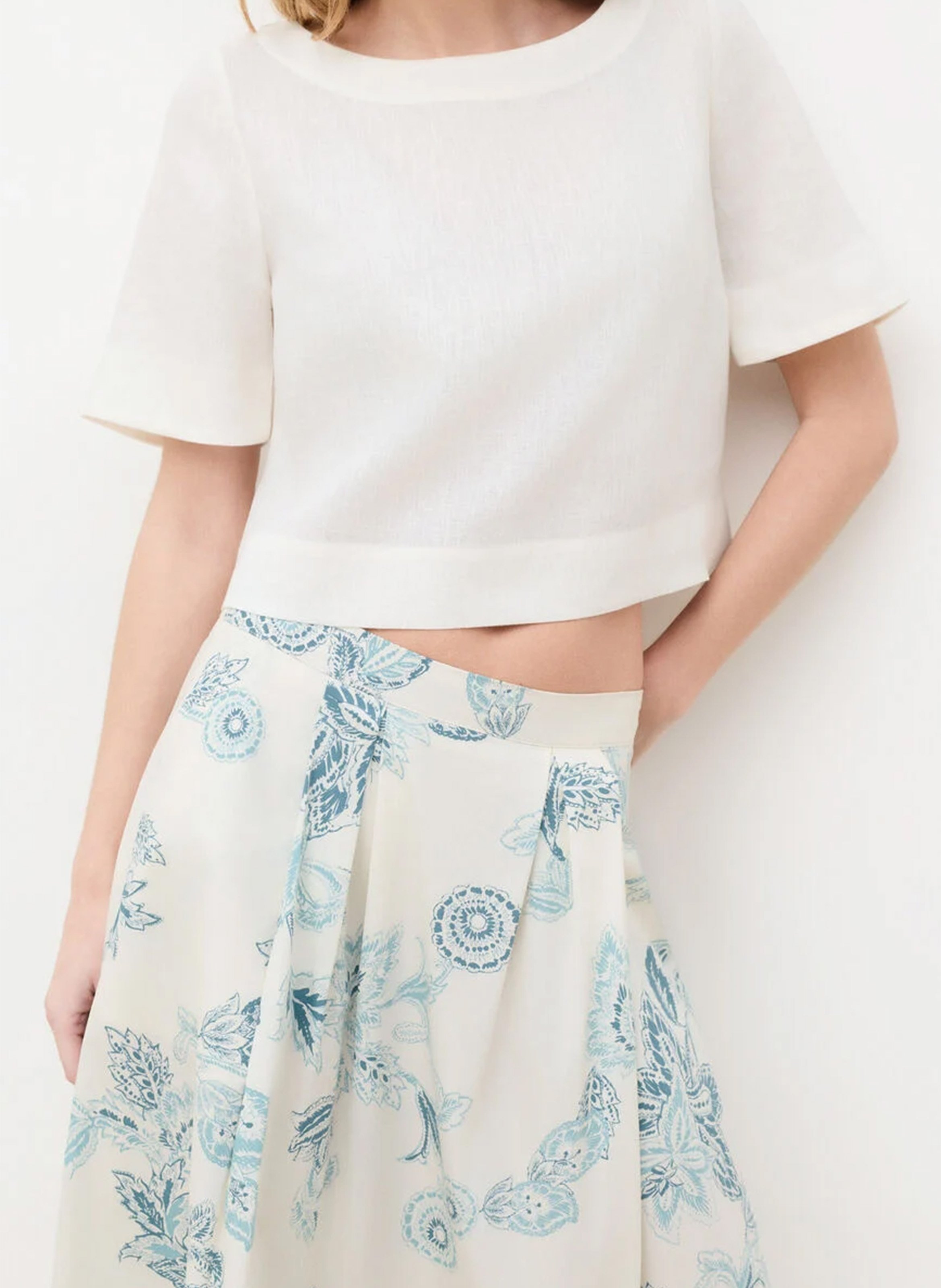 Flared cotton midi skirt CAROLL Beige