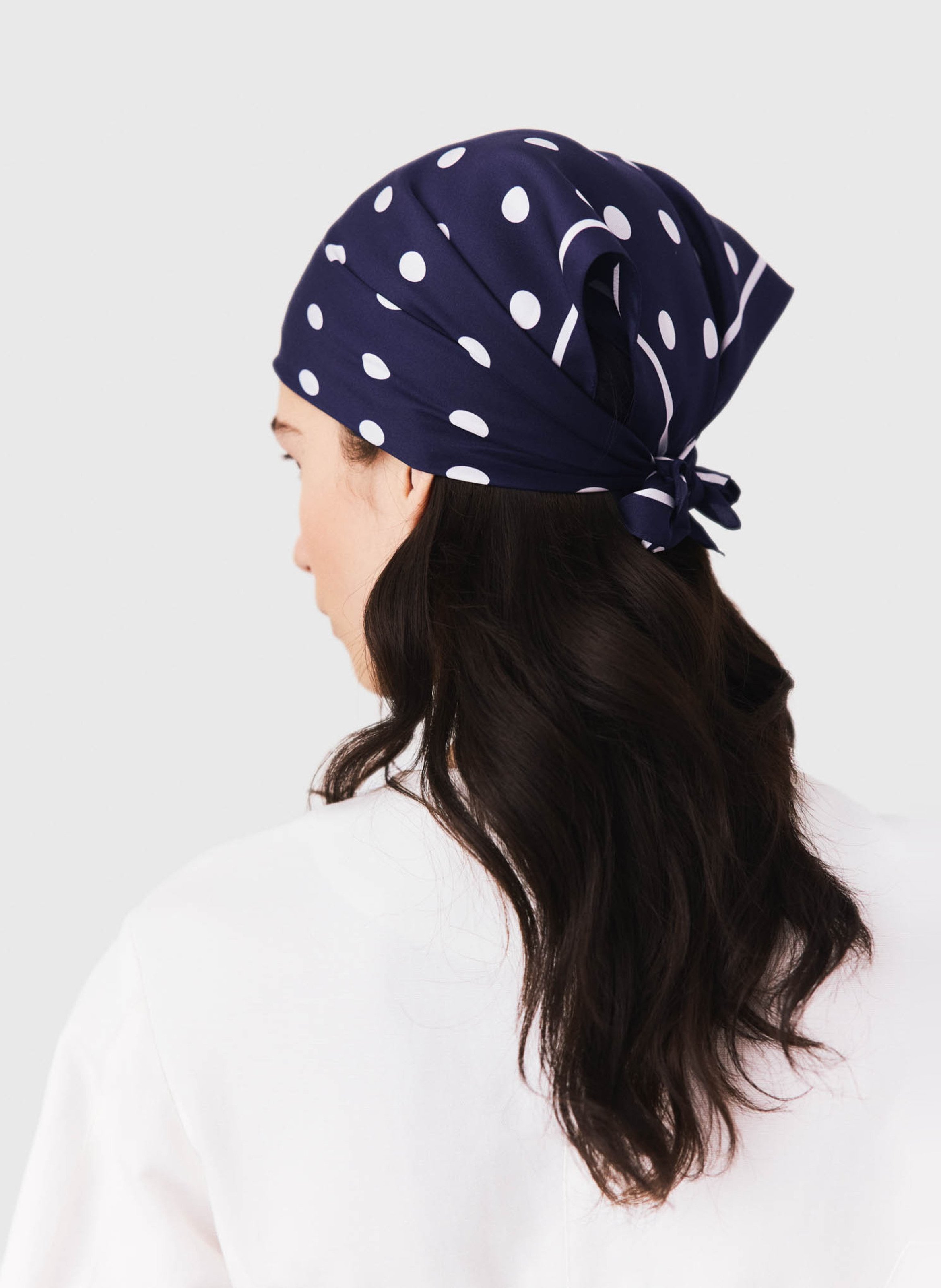 Foulard à pois en soie MAJE Bleu