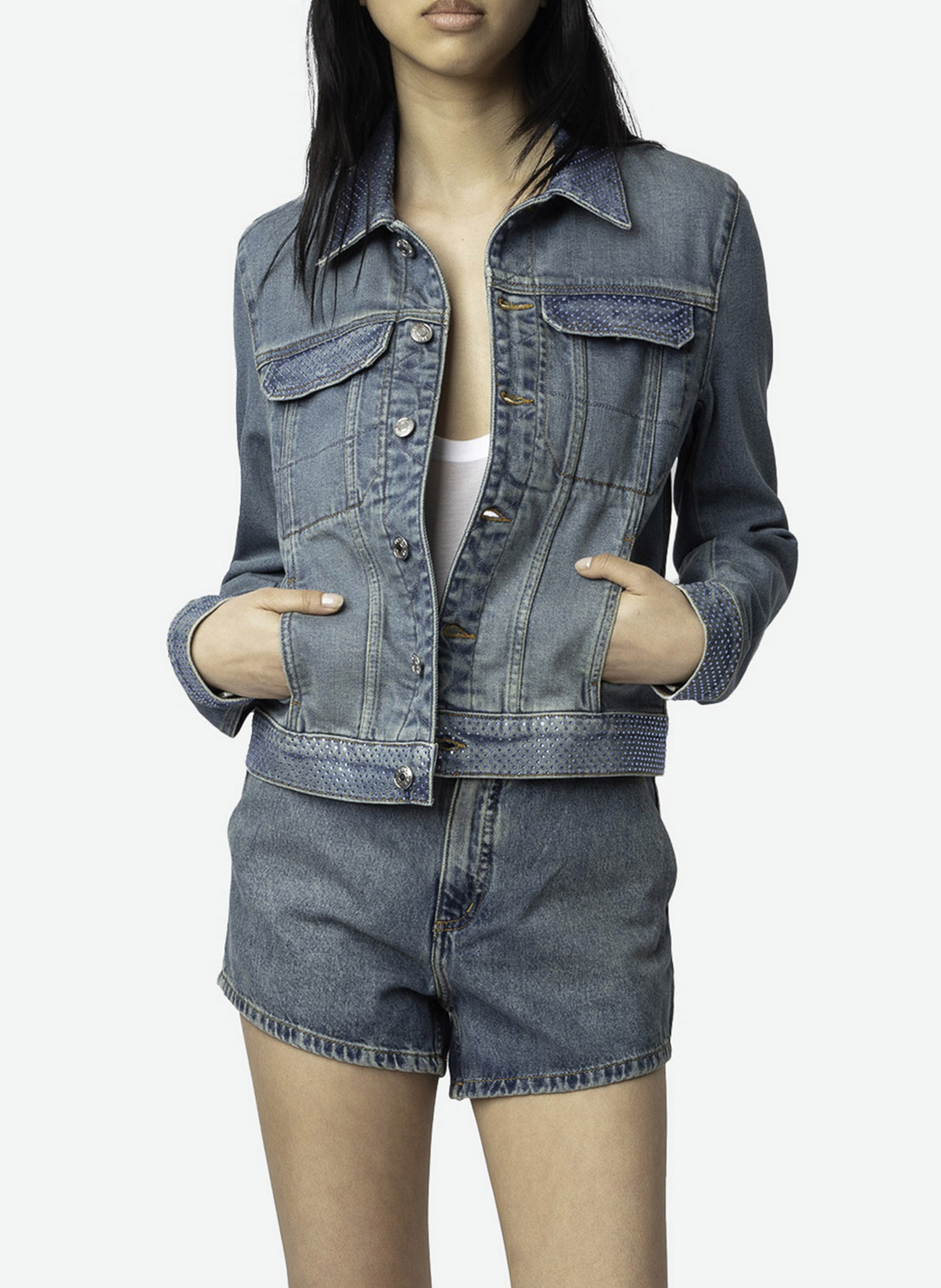 Baumwoll-Mix-Jacke mit klassischem Kragen ZADIG&VOLTAIRE Blau