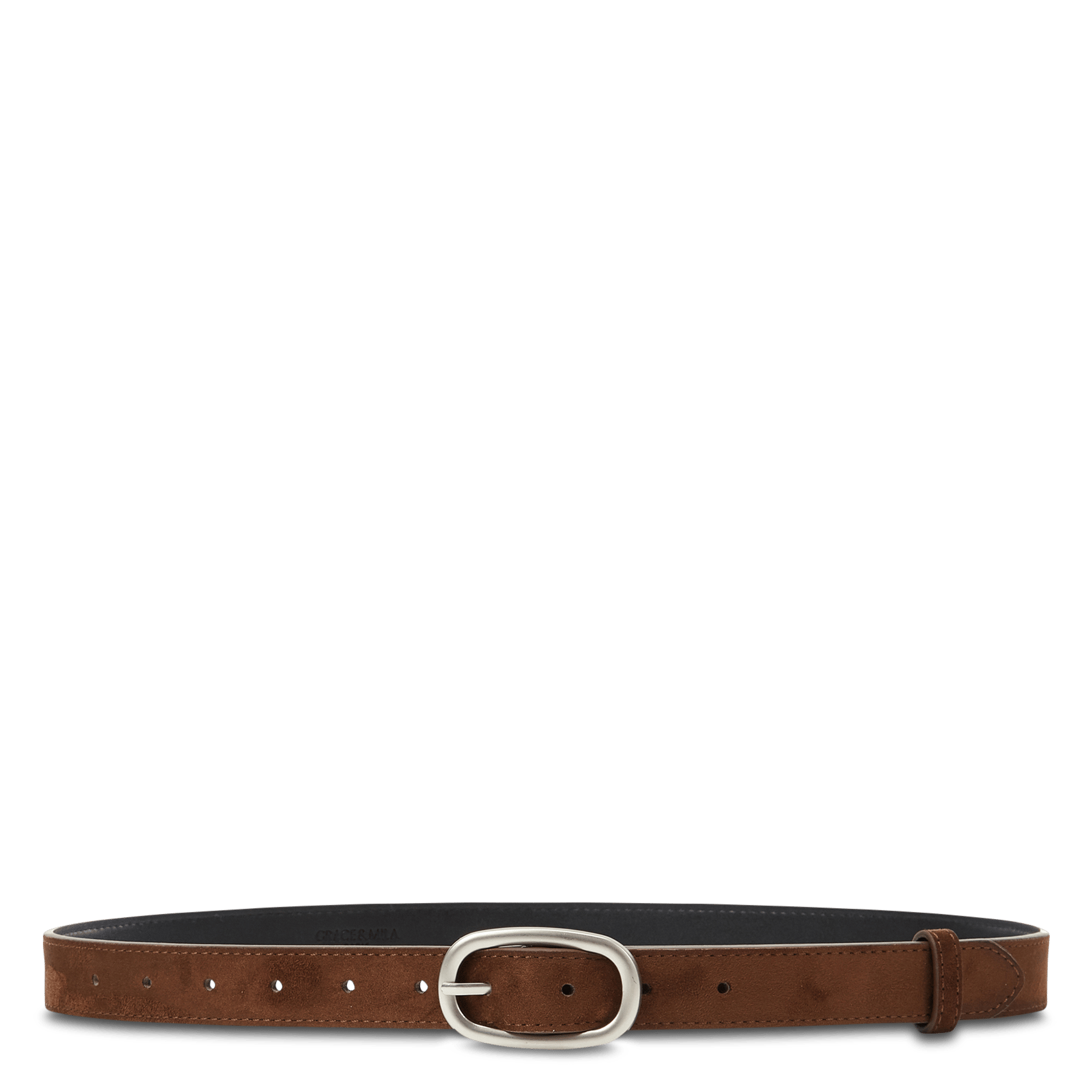 Ceinture à boucle argentée GRACE ET MILA Marron