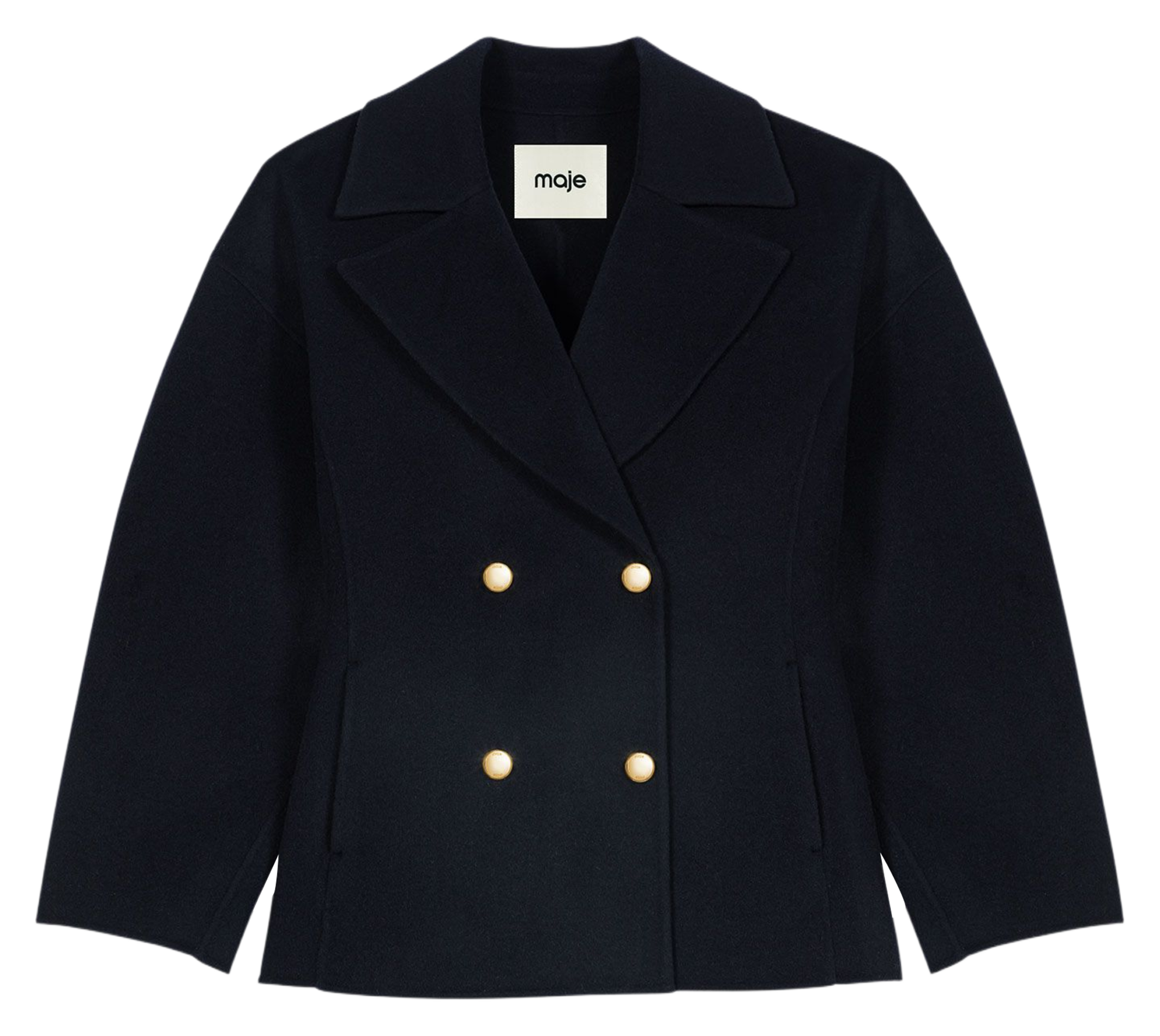 Gilet droit en laine MAJE Bleu