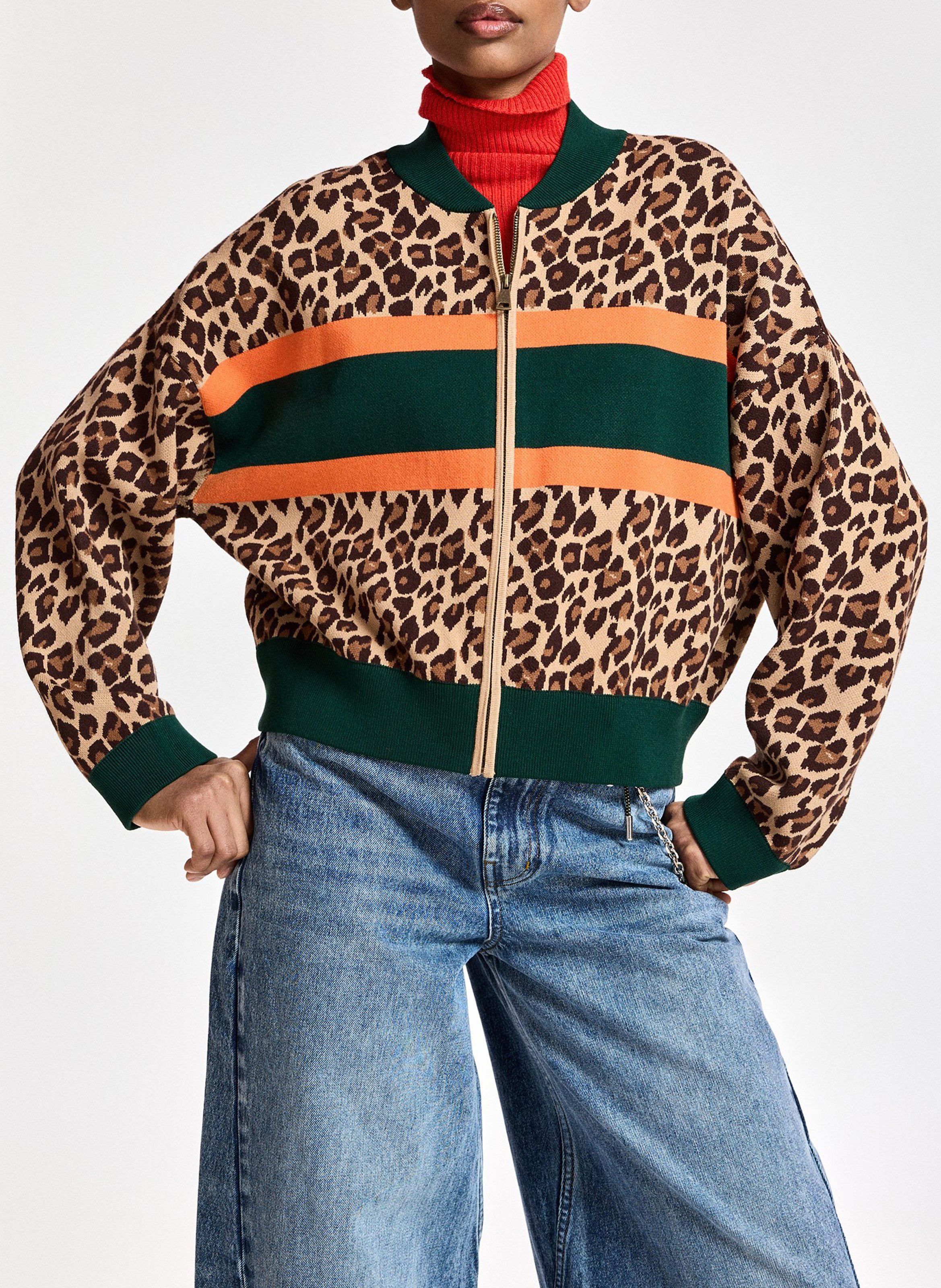 Gilet col rond imprimé ESSENTIEL ANTWERP Braun