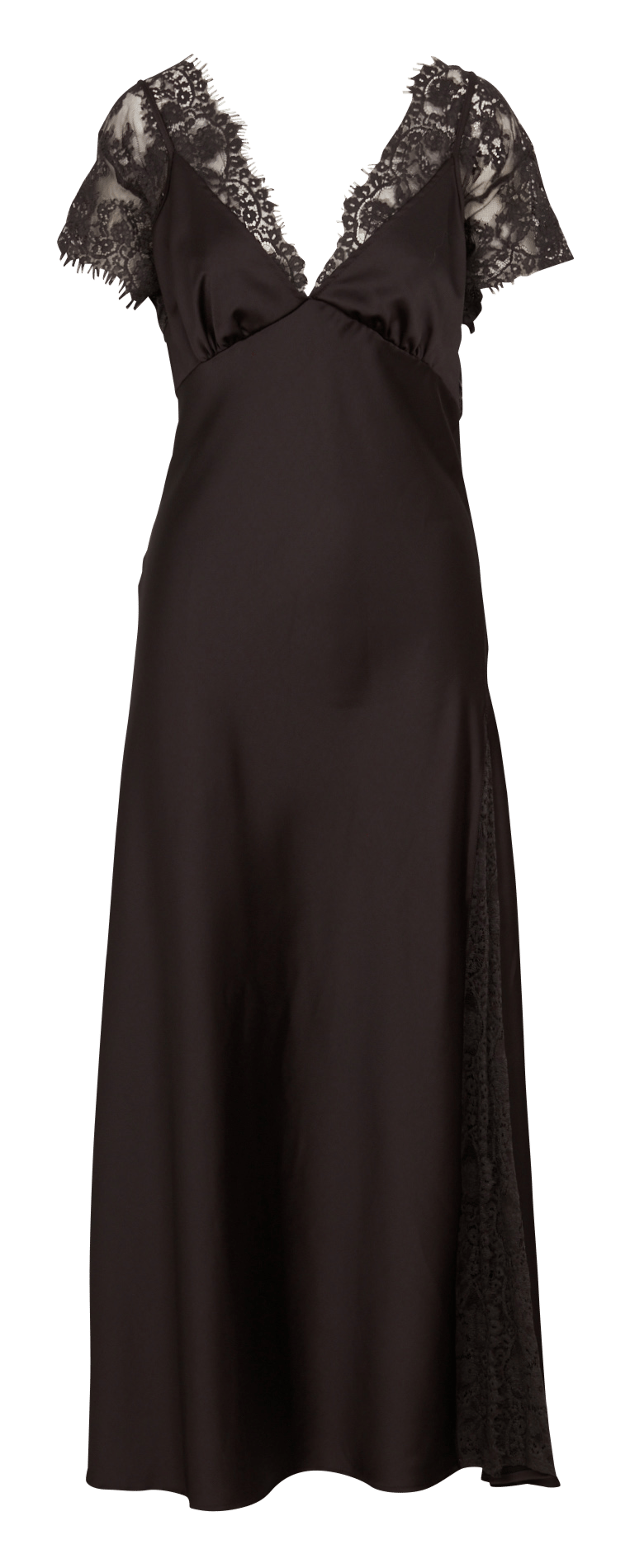Robe longue à dentelle satinée  IMPERIAL Marron