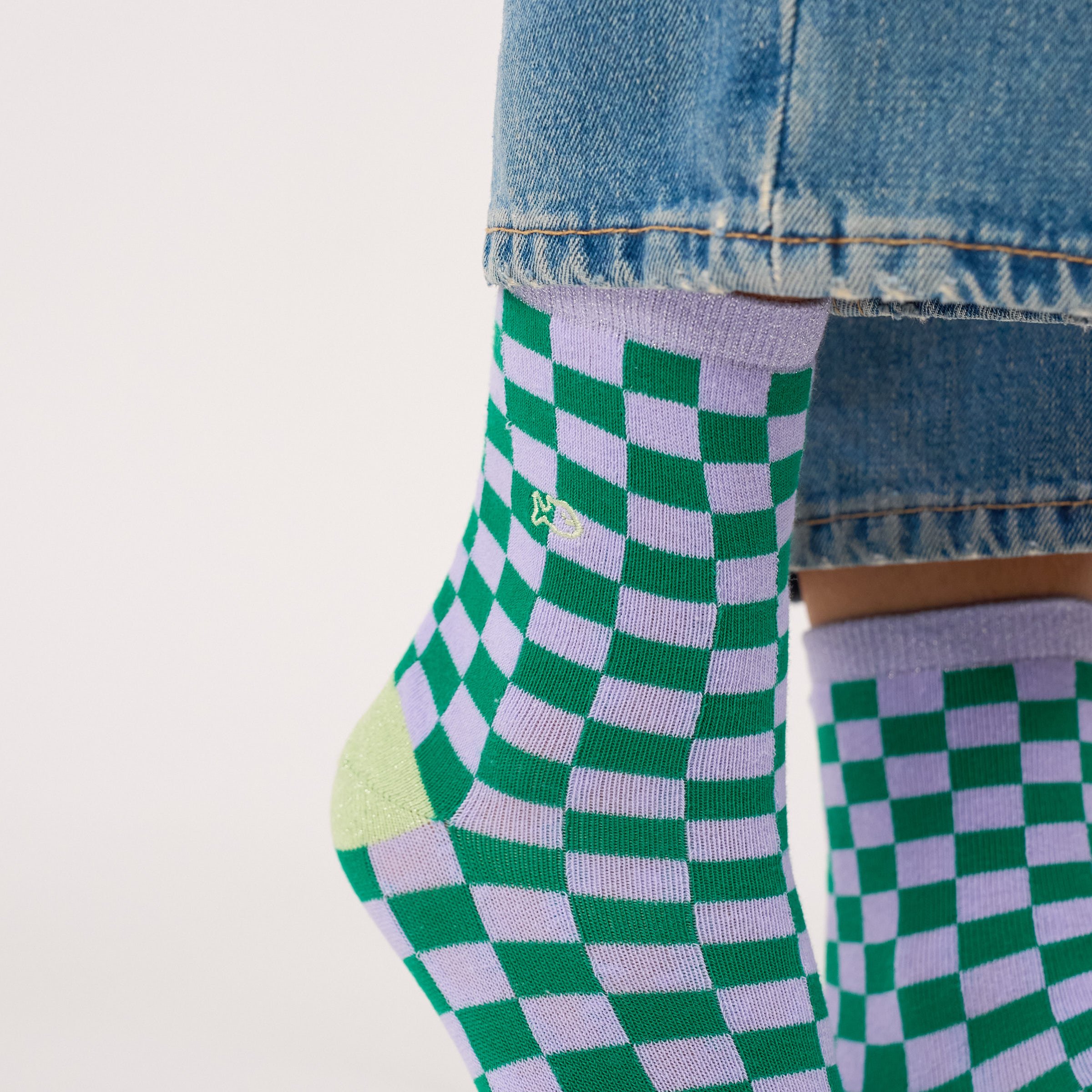 Combed cotton checkered socks BILLYBELT Purple
