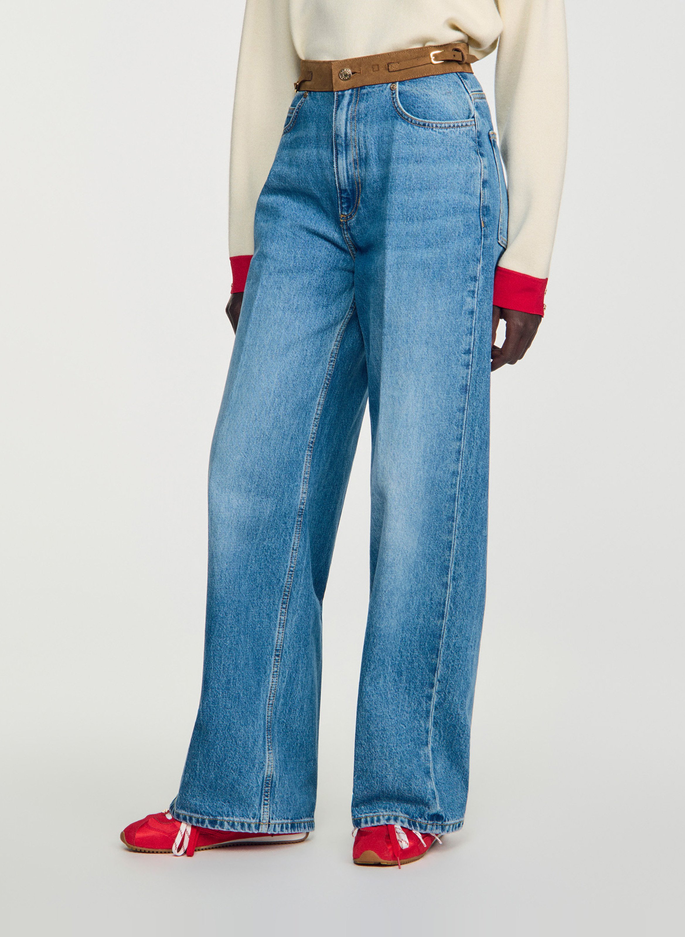 Jean large en coton SANDRO Bleu