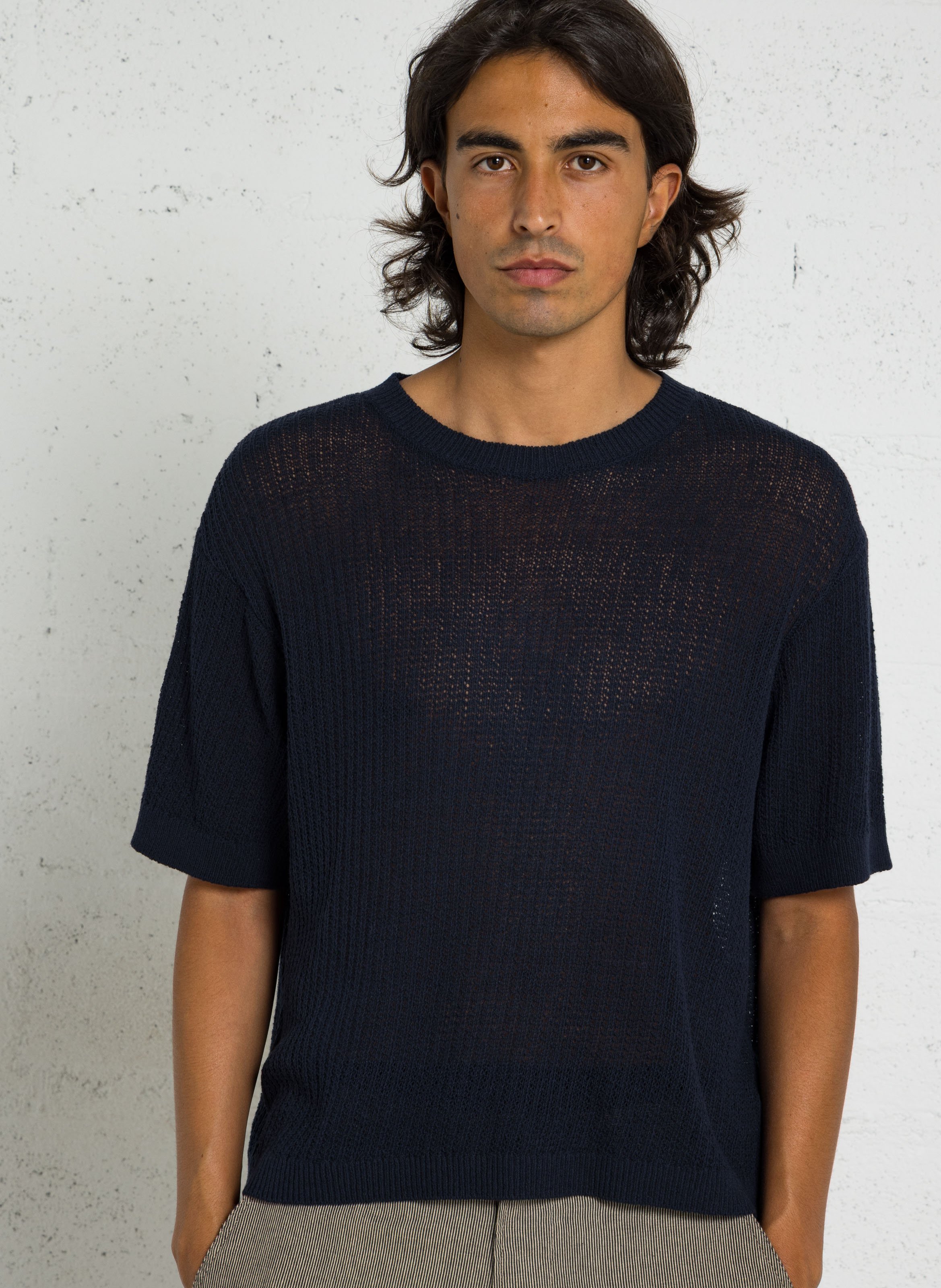 Knitted sweater with short sleeves IKKS Blue