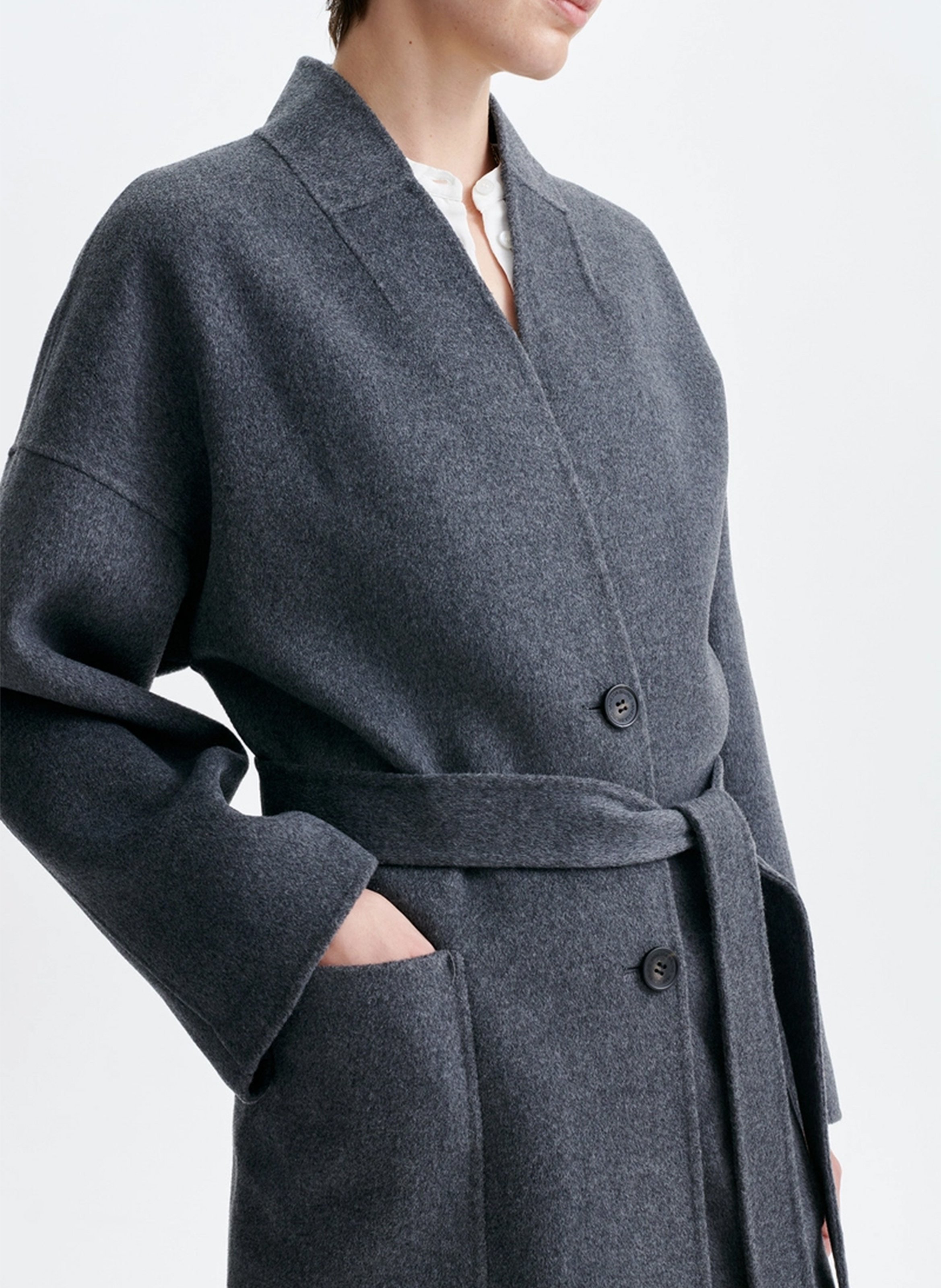 V-neck wool-blend coat VANESSA BRUNO Grey