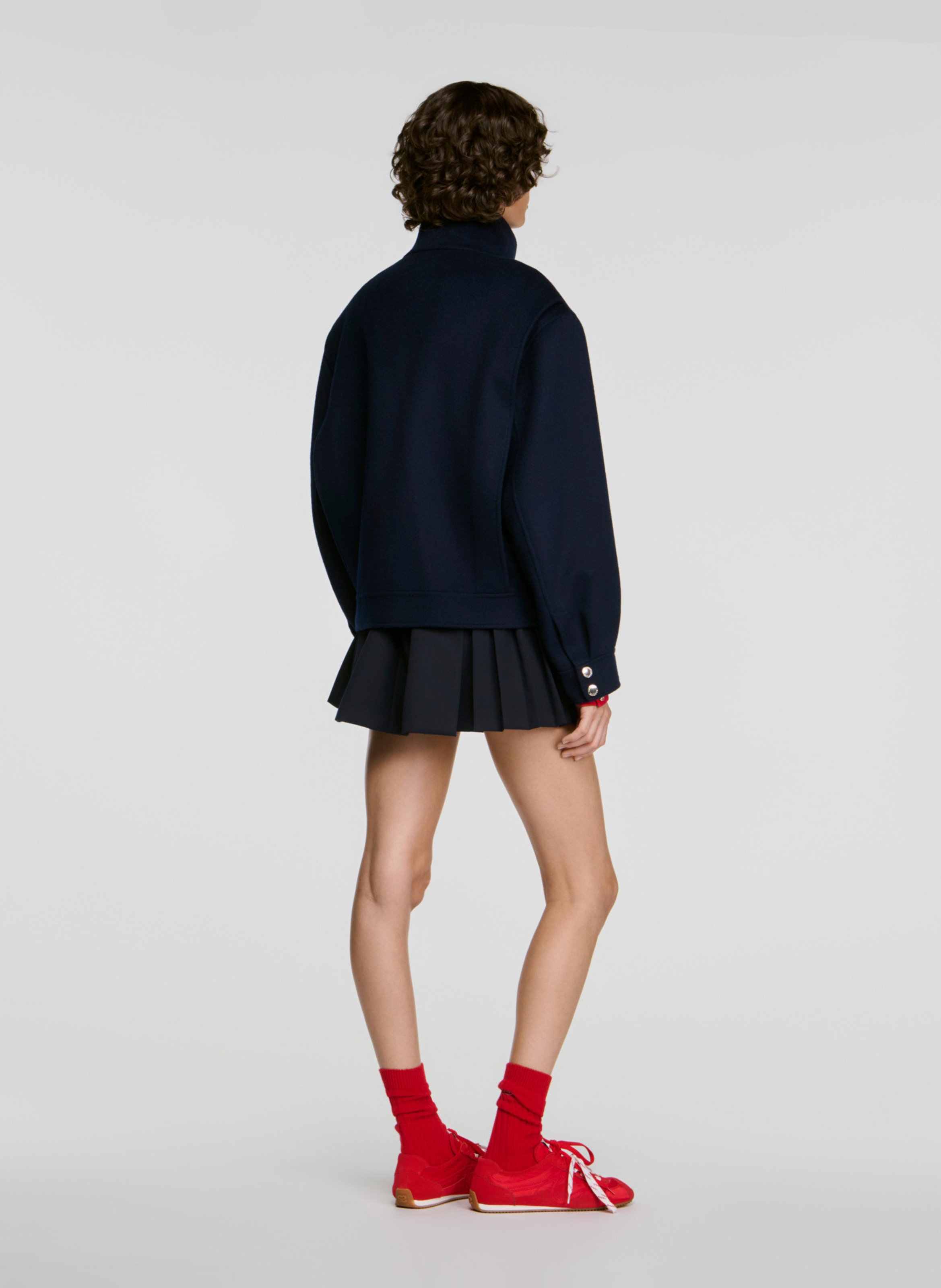 Straight wool jacket SANDRO Blue
