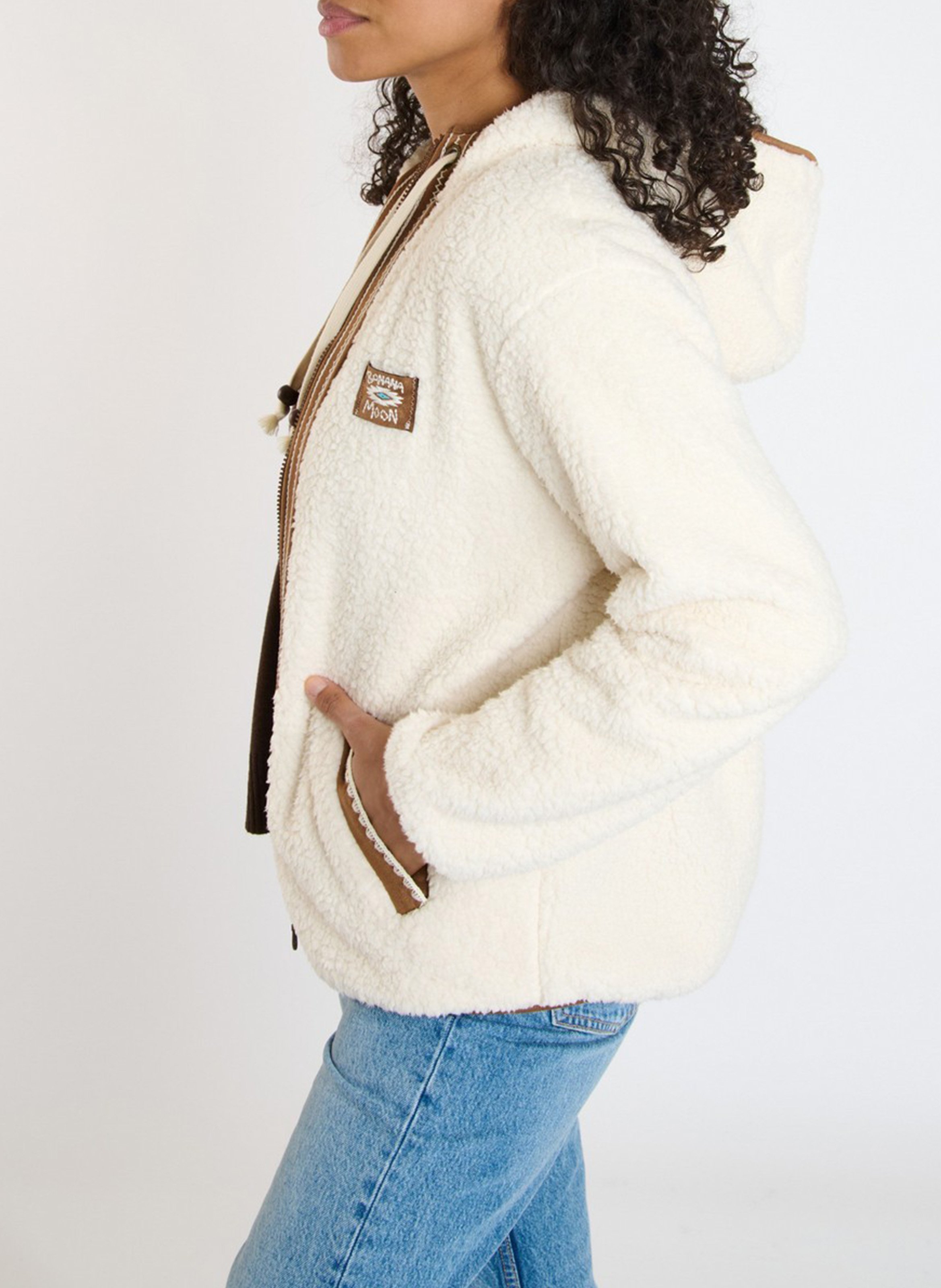 Straight hooded fleece BANANA MOON Beige