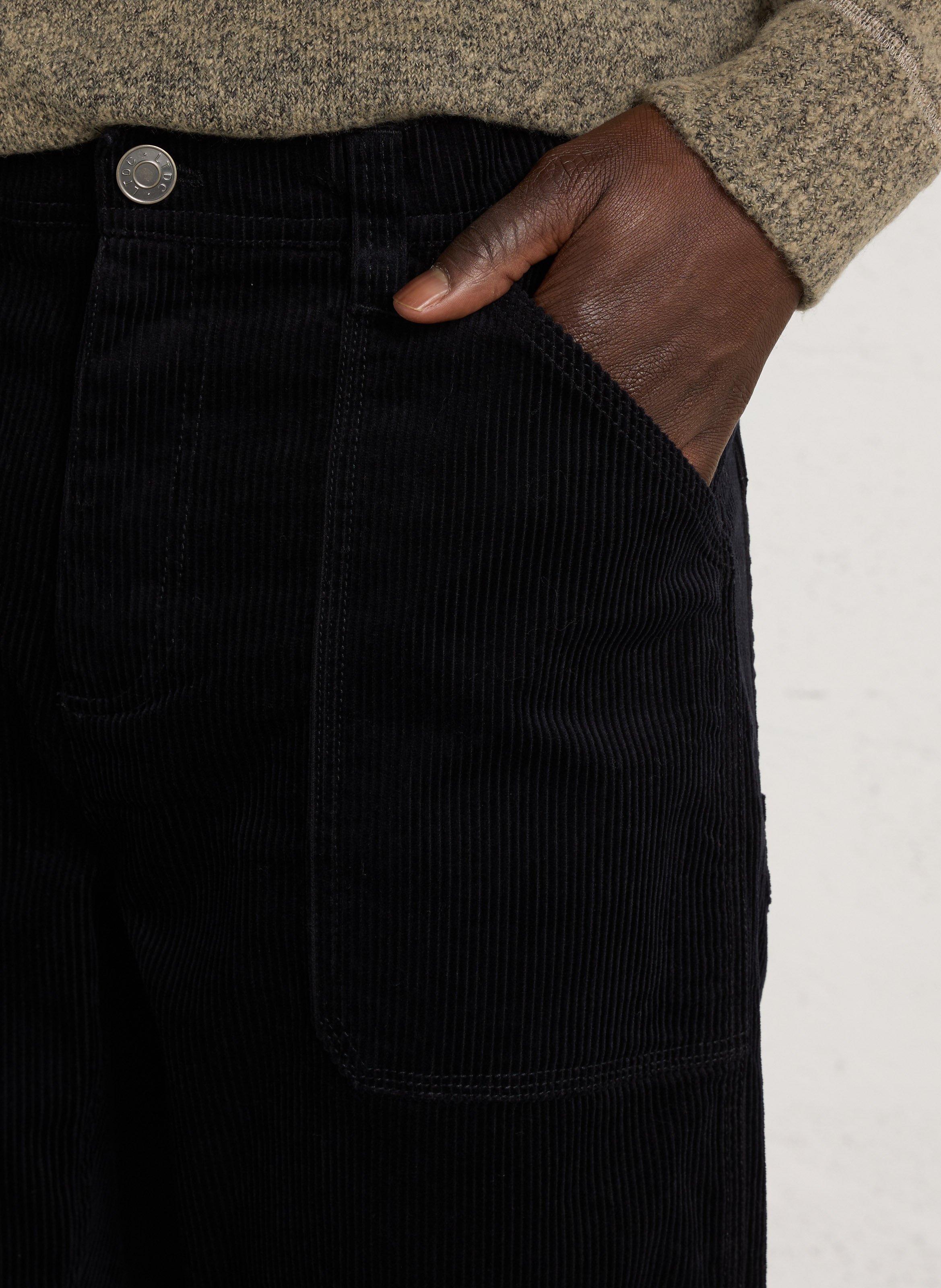 Straight-leg ribbed cotton pants LE TEMPS DES CERISES Blue
