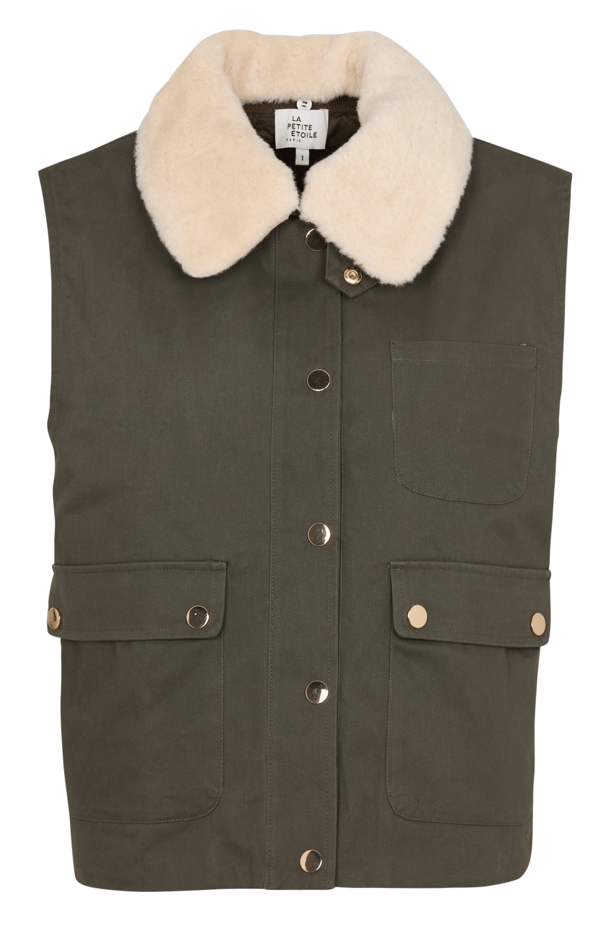 Sleeveless cotton jacket with detachable collar LA PETITE ETOILE Khaki