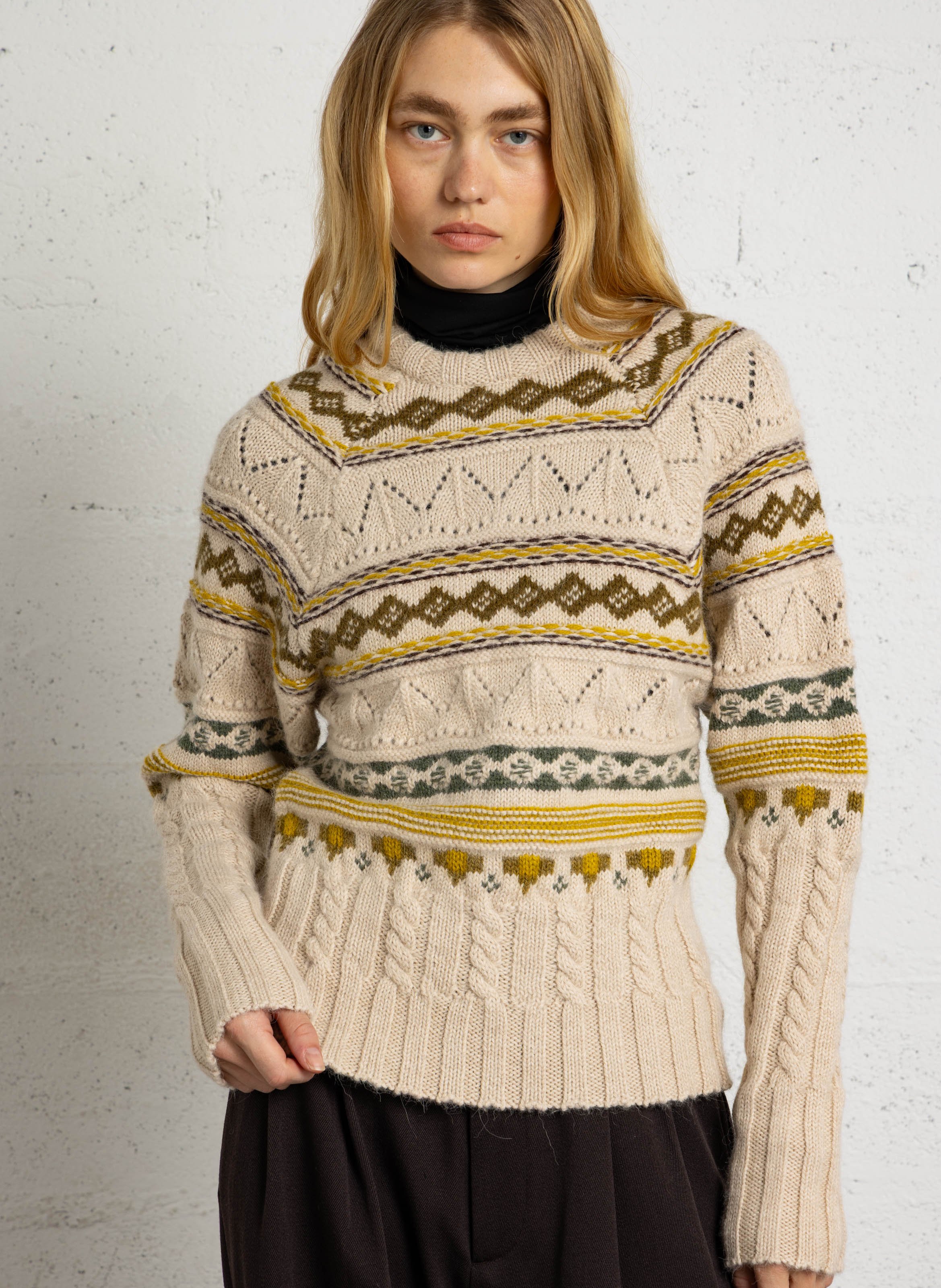 Rundhalsausschnitt Pullover mit geradem Schnitt und Wolle bedruckt. SOEUR Mehrfarbig