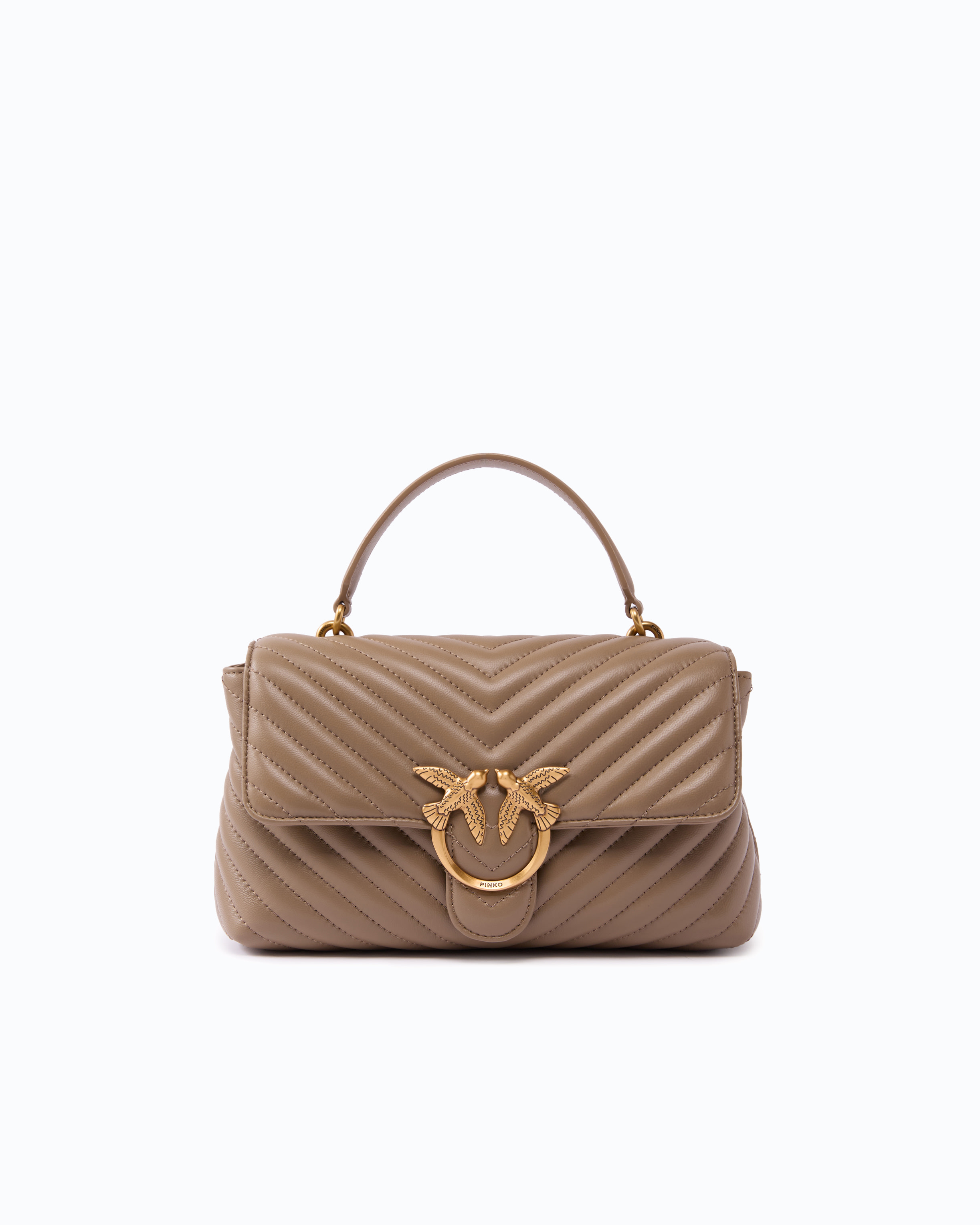 Sac à main lady love bag puff moyen en cuir nappa à chevrons PINKO Gris