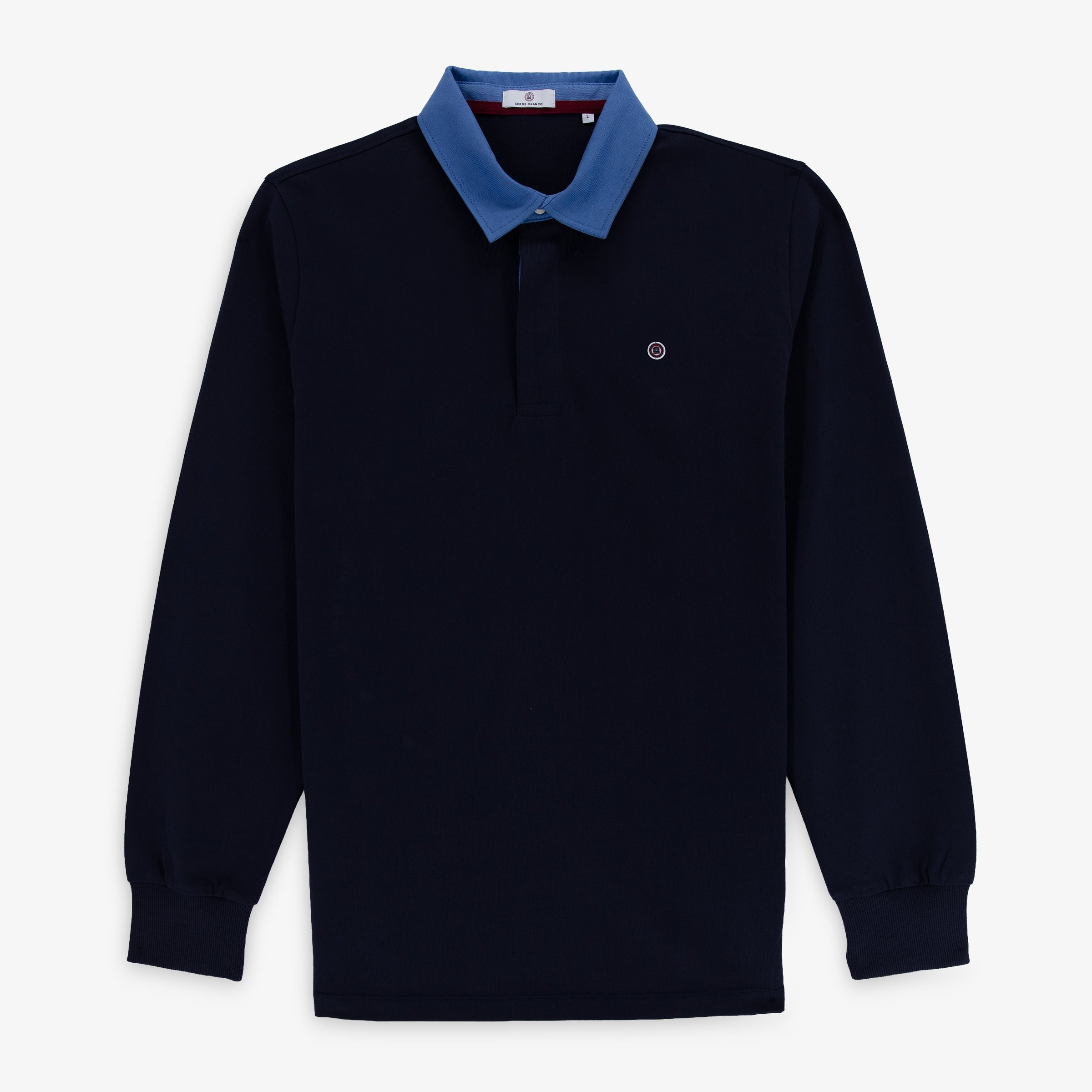Long-sleeved cotton rugby shirt SERGE BLANCO Blue