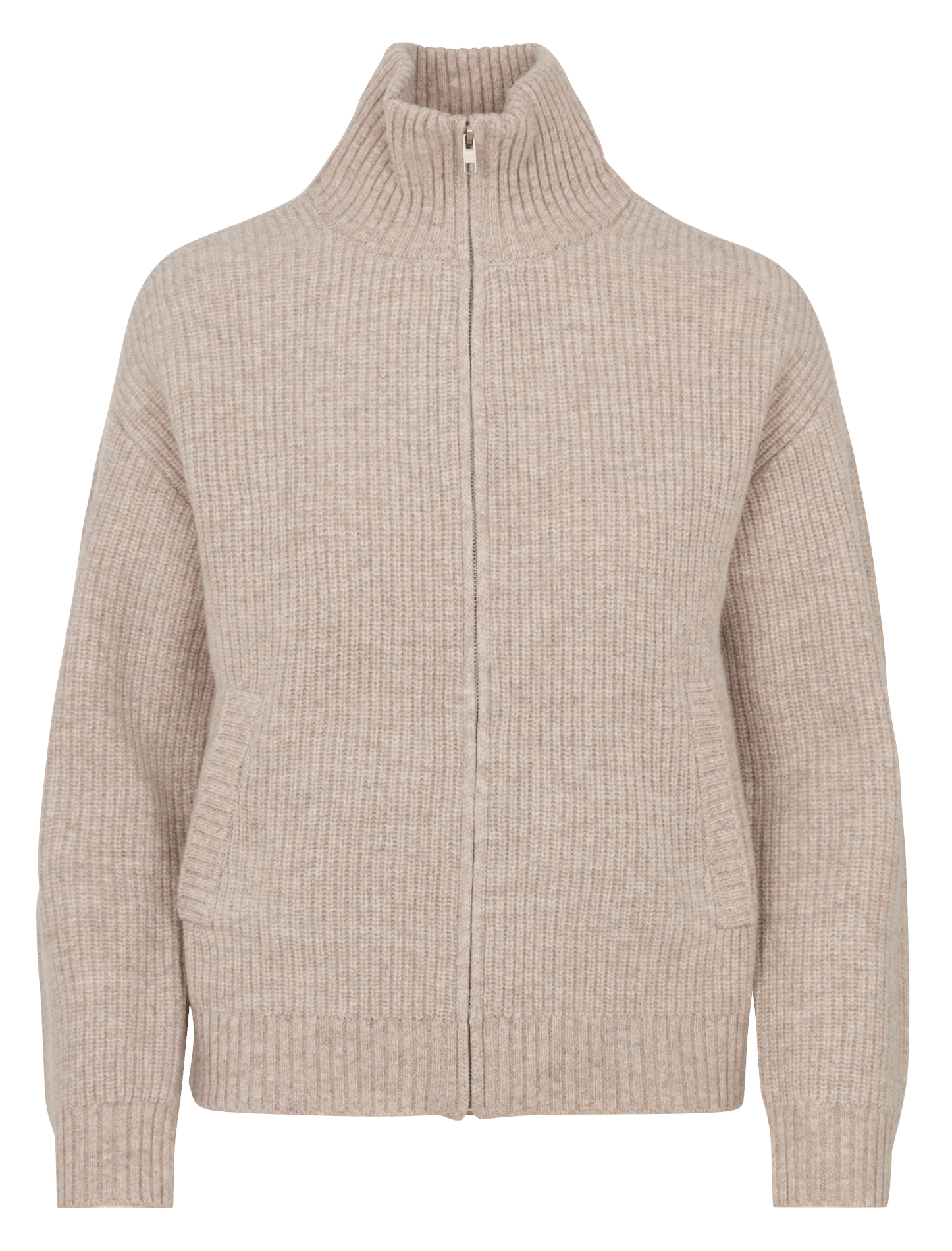 Straight zip-up wool cardigan SUD EXPRESS Beige