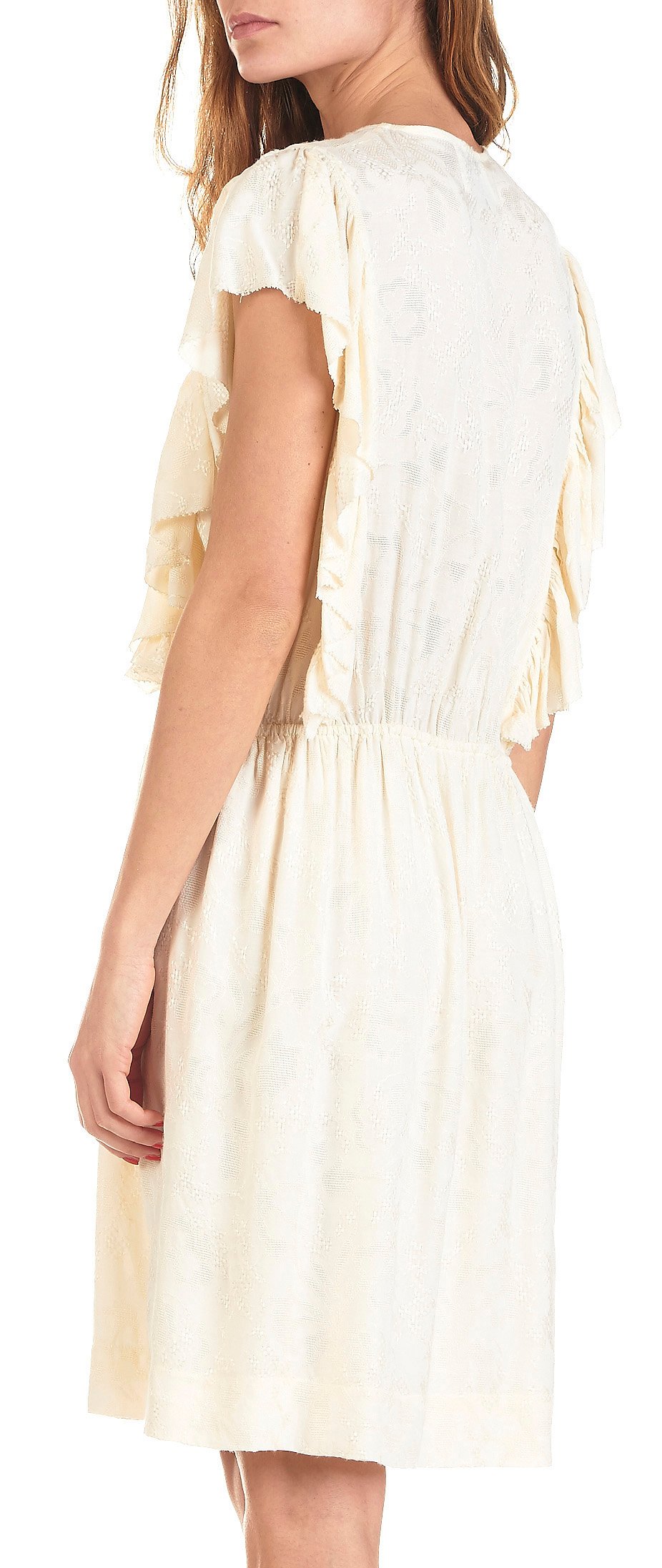 Robe courte décolletée en jacquard SWILDENS Beige