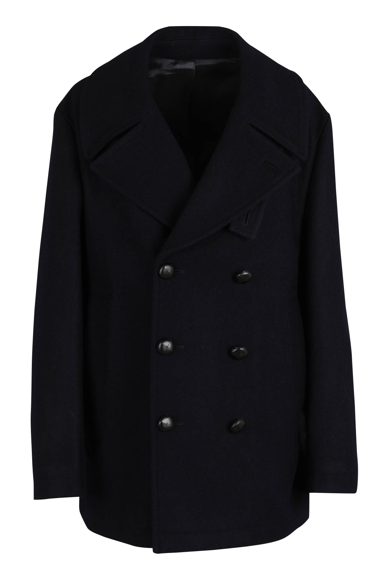 Manteau col tailleur en laine  SAISON 1865 Black