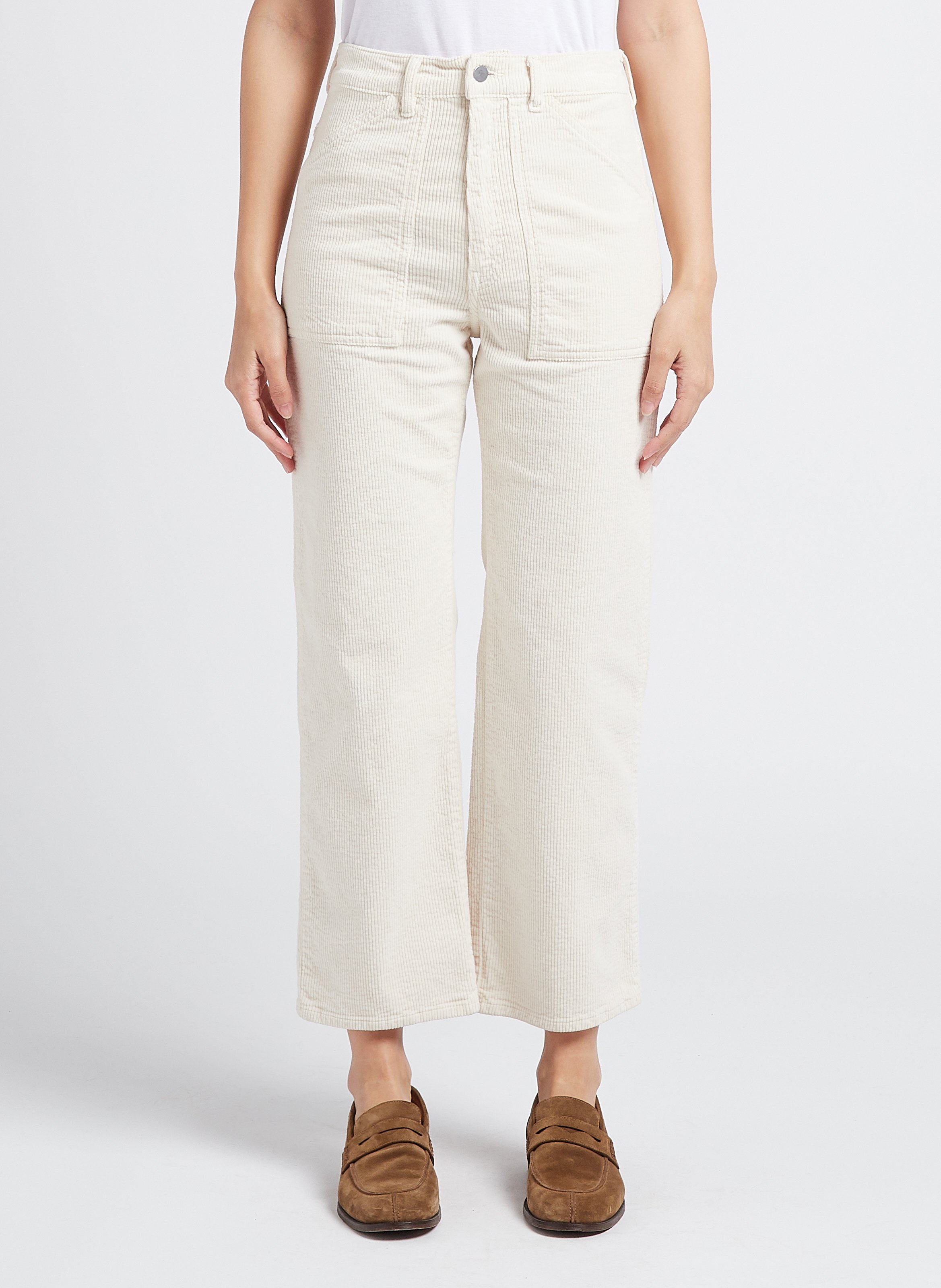 Wide-leg cotton pants with high waist ACQUAVERDE White