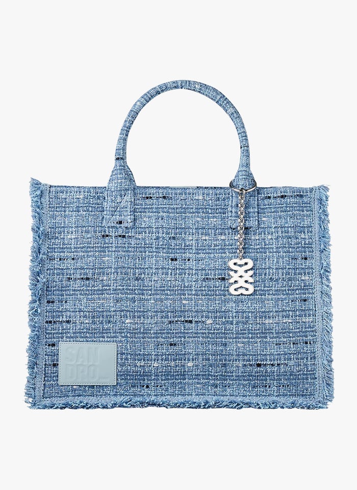 Tweed Tote Bag Bleu Sandro Women Place des Tendances