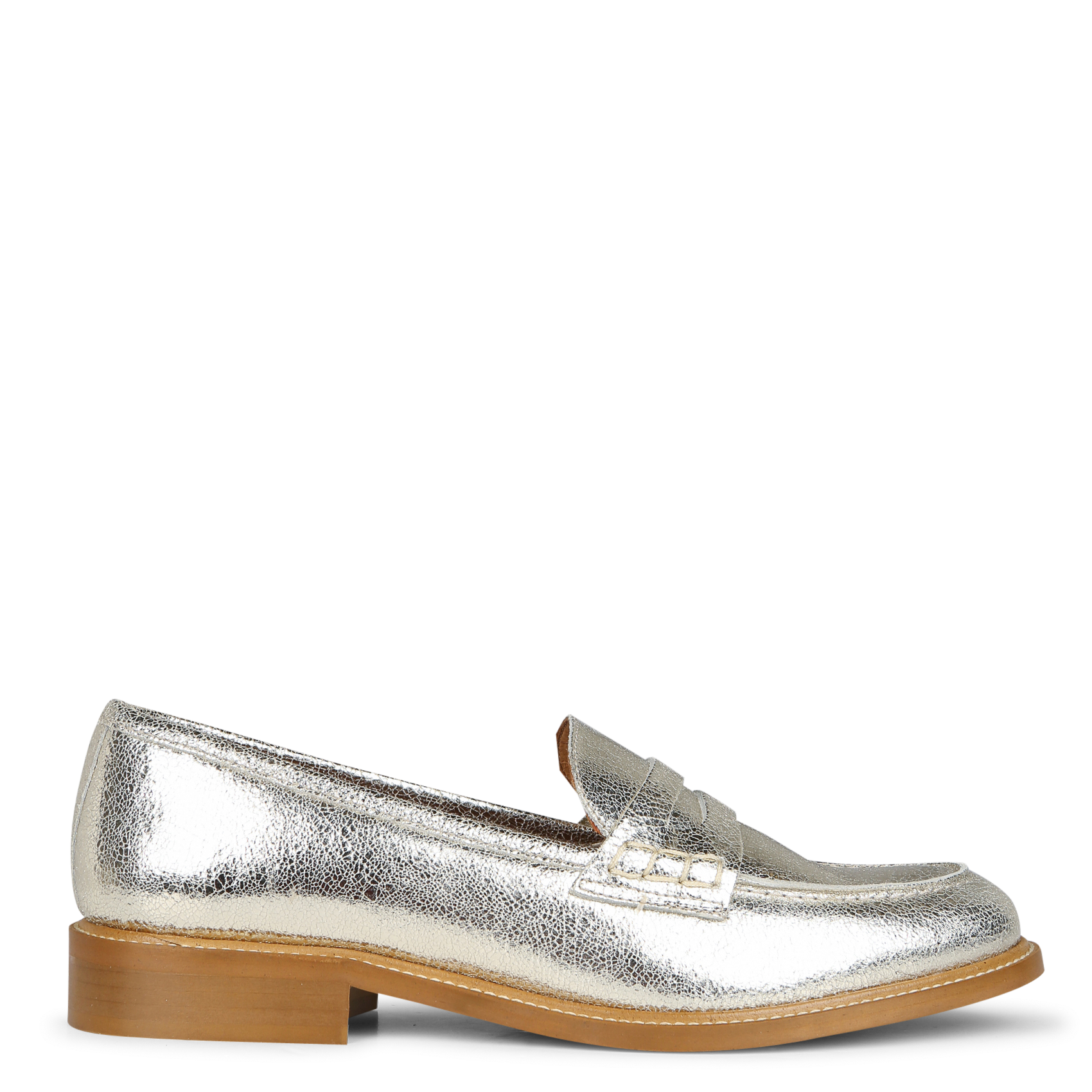 Metallic leather loafers MELLOW YELLOW Golden