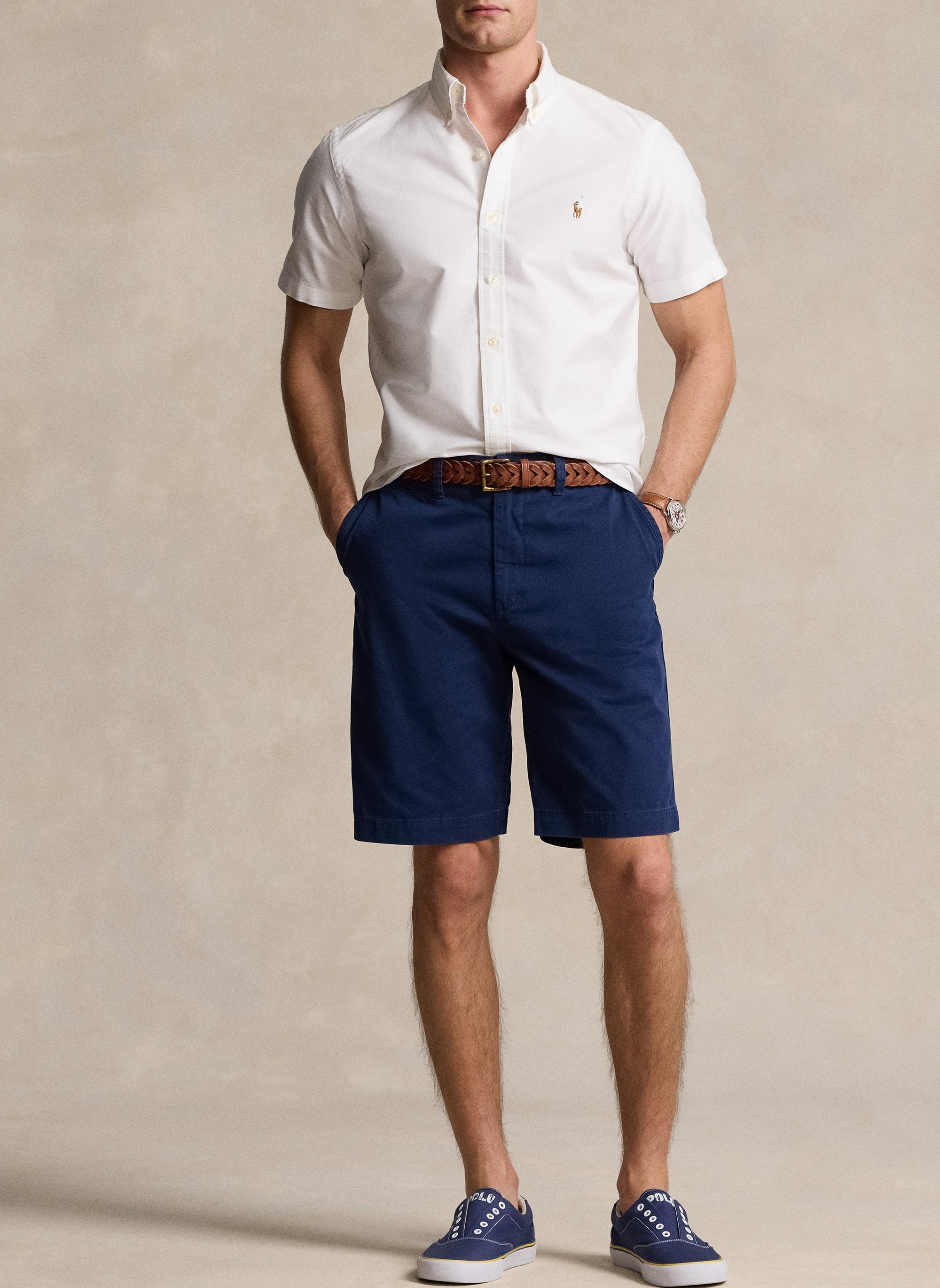 Chemise col américain slim-fit en coton POLO RALPH LAUREN Blanc