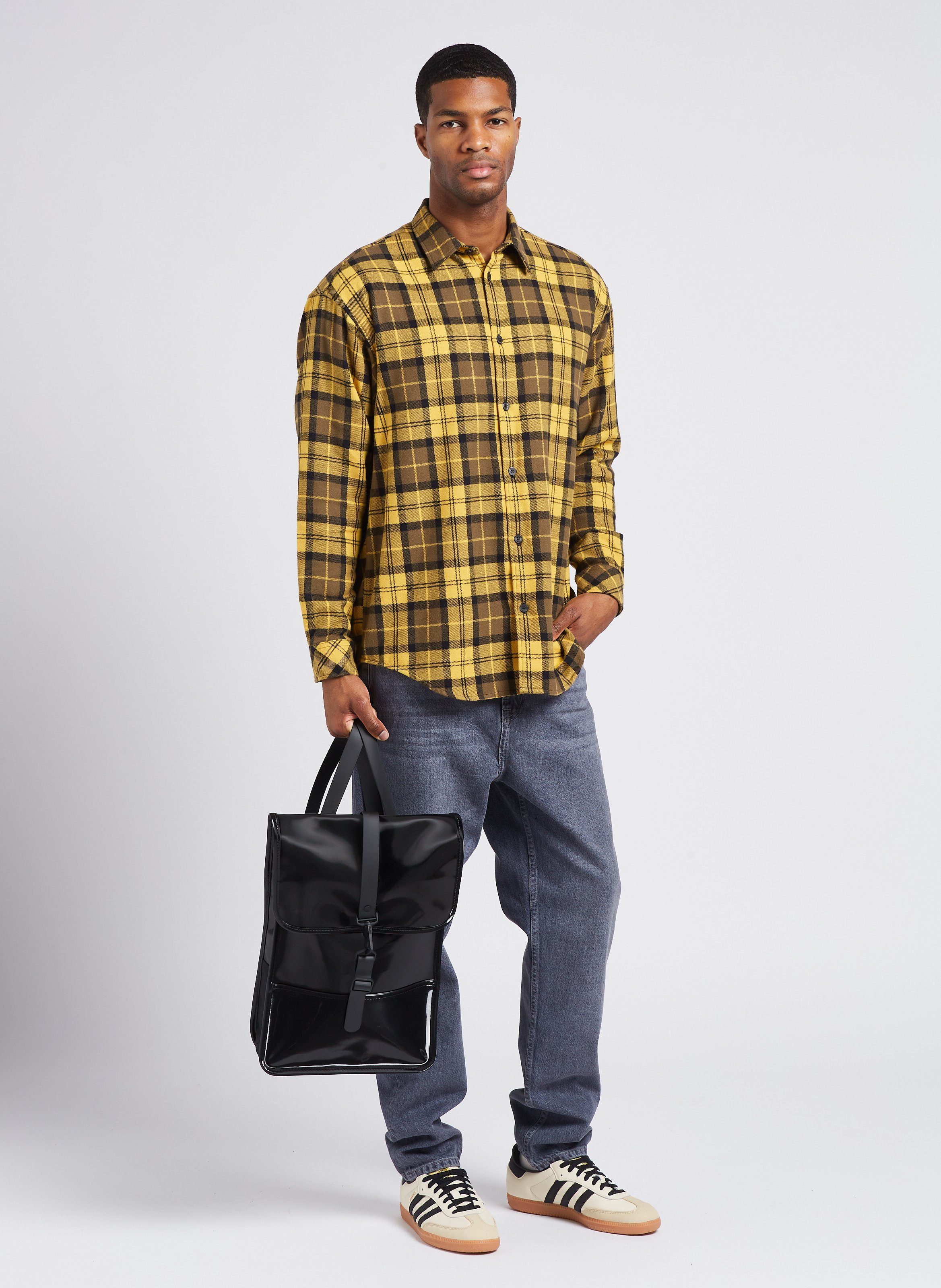 Loose-fit organic cotton shirt with classic collar SAMSOE SAMSOE Multicolored