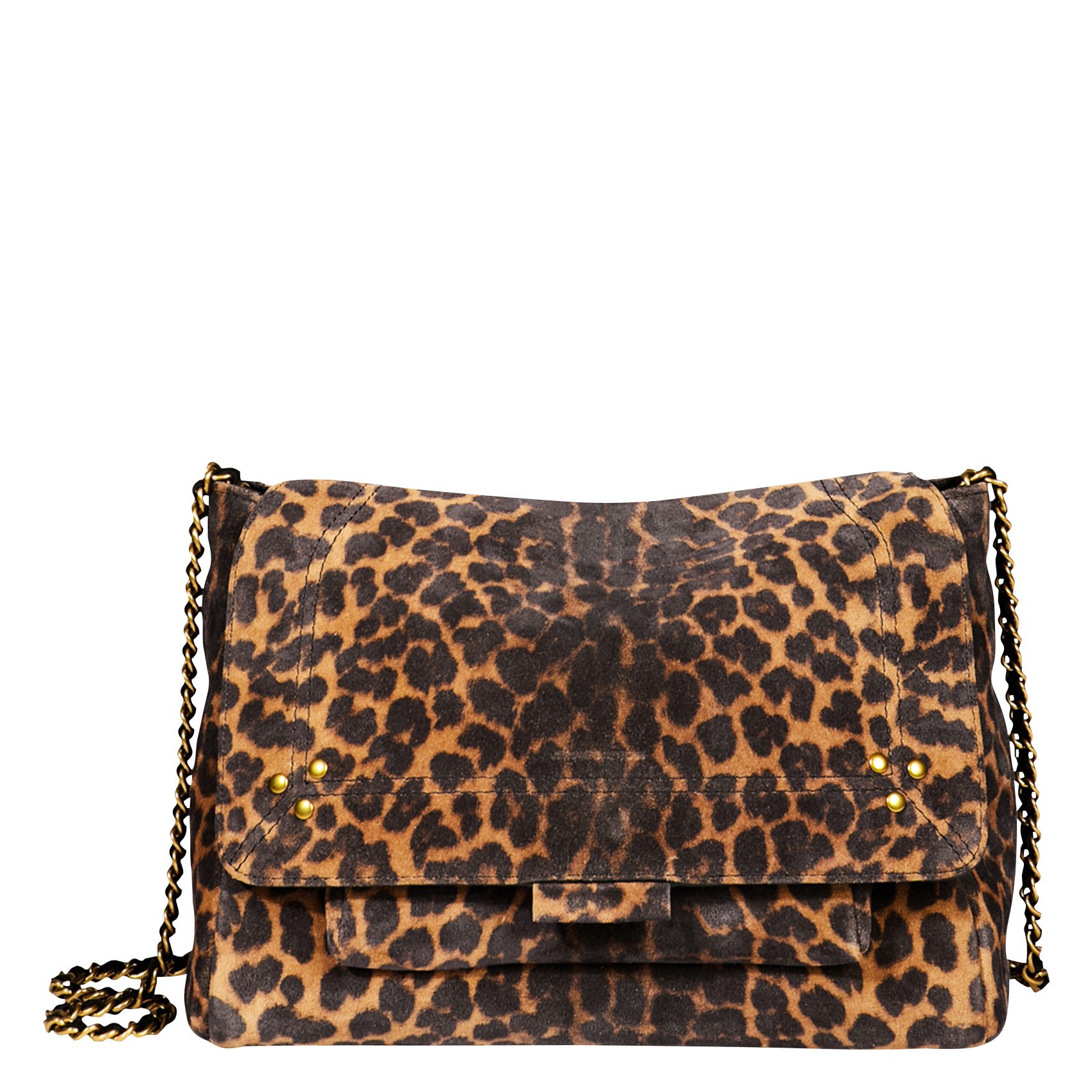 Leopard print leather messenger bag JEROME DREYFUSS Brown