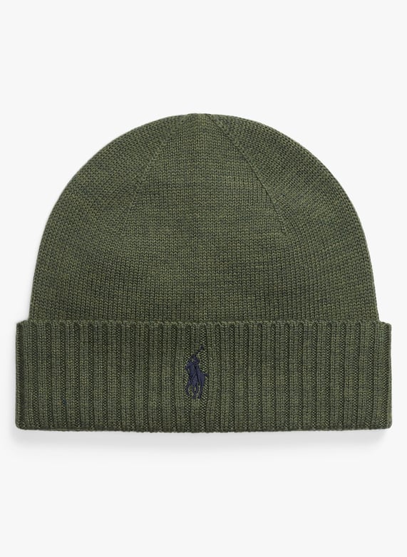 Merino Wool Beanie Classic Olive Heather Polo Ralph Lauren Men 710886137 016 CLASSIC OLIVE HEATHER Place des Tendances
