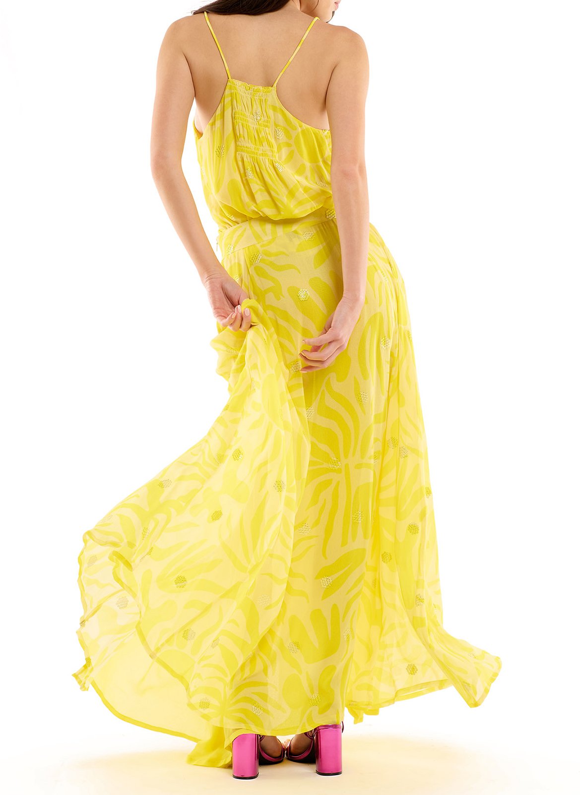 Kurzer Rock mit Print WILD Gelb