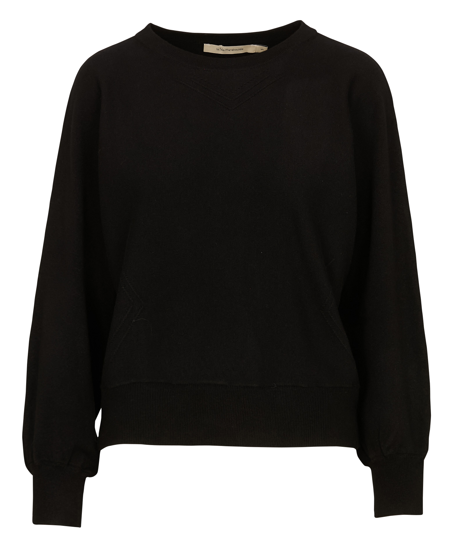 Straight knitted round-neck sweater LA FEE MARABOUTEE Black