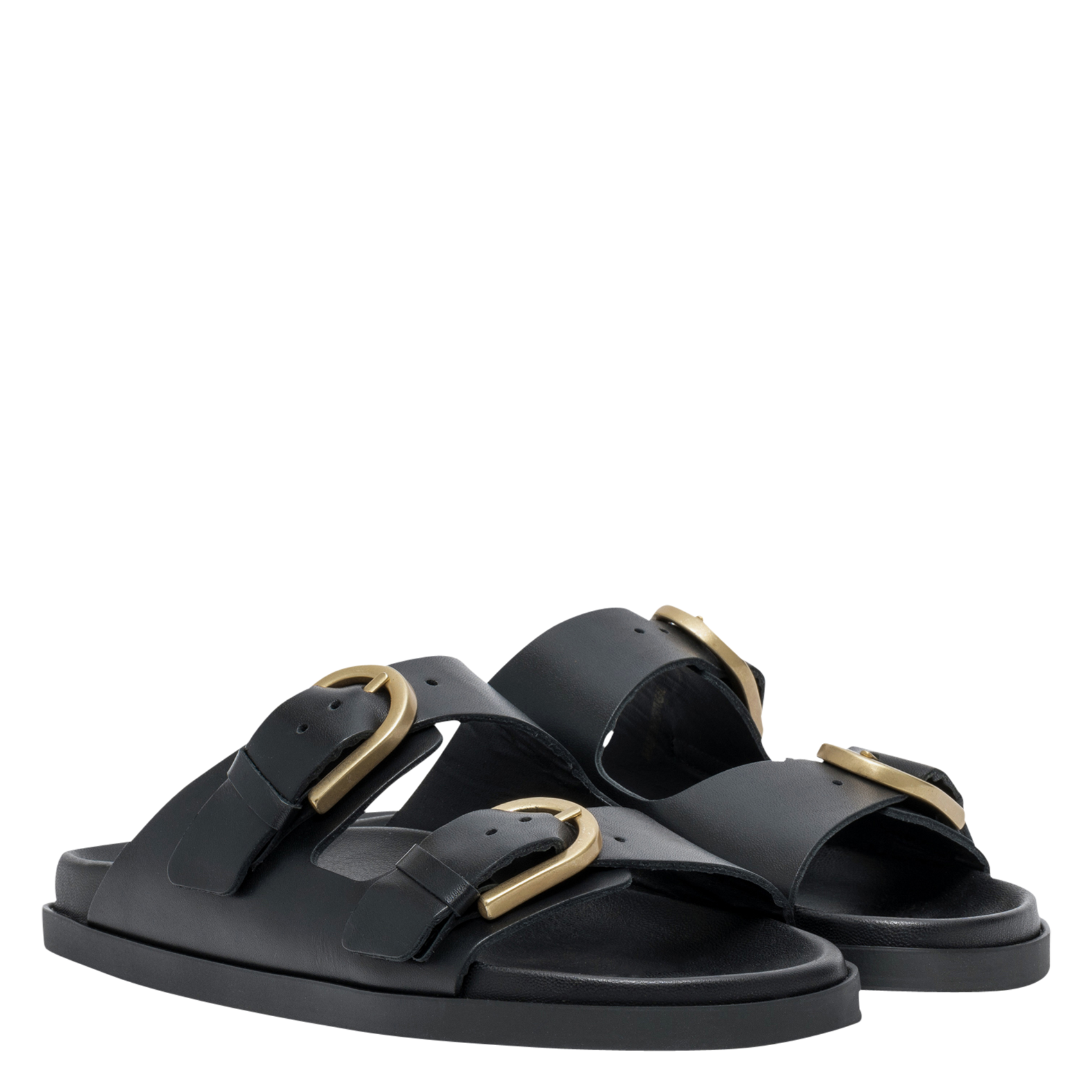 Flache Kalbsleder-Sandalen BOCAGE Schwarz