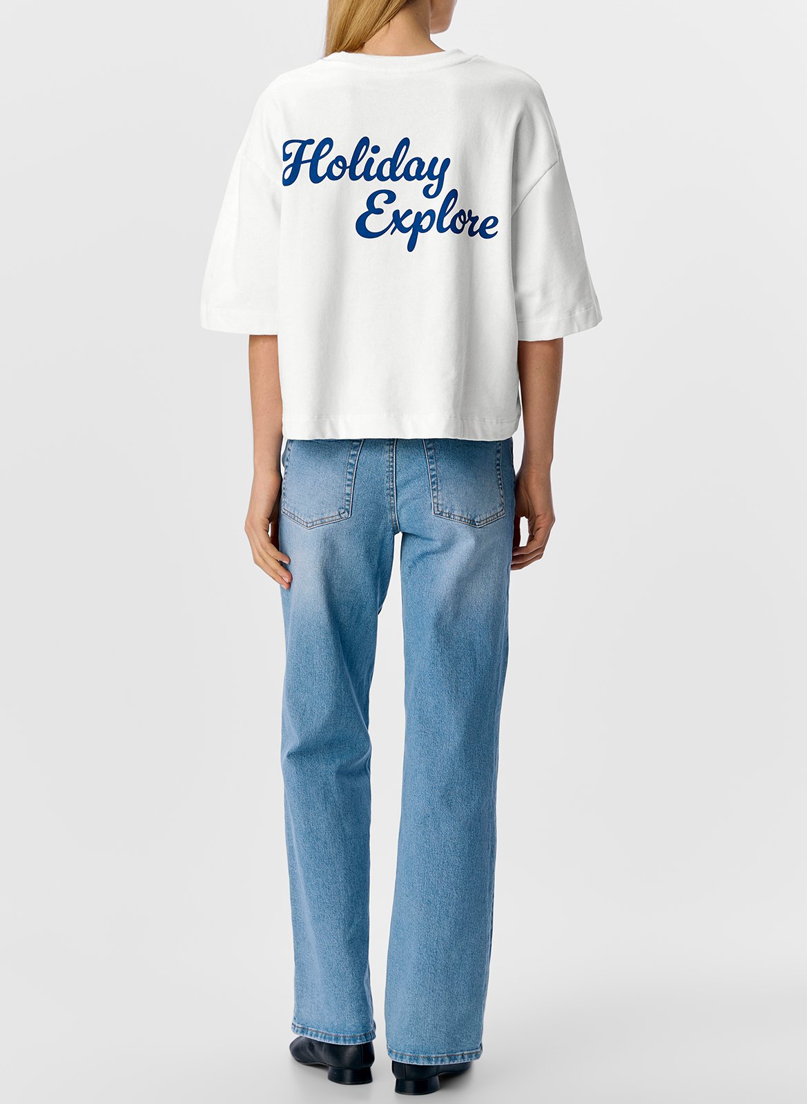 Oversized cotton blend t-shirt OBJECT Beige