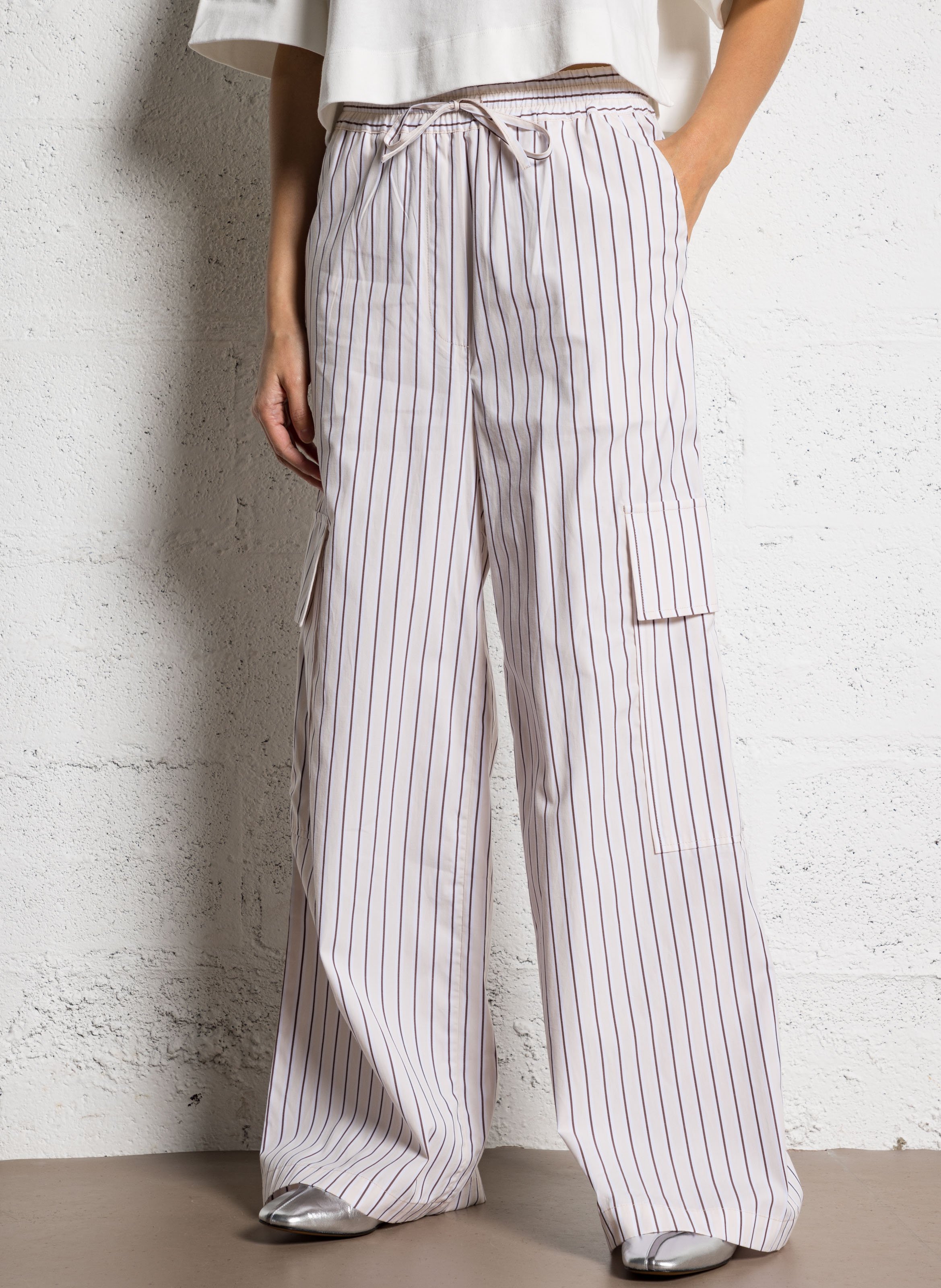 V-neck shirt with silk epaulettes MARGAUX LONNBERG Multicolored