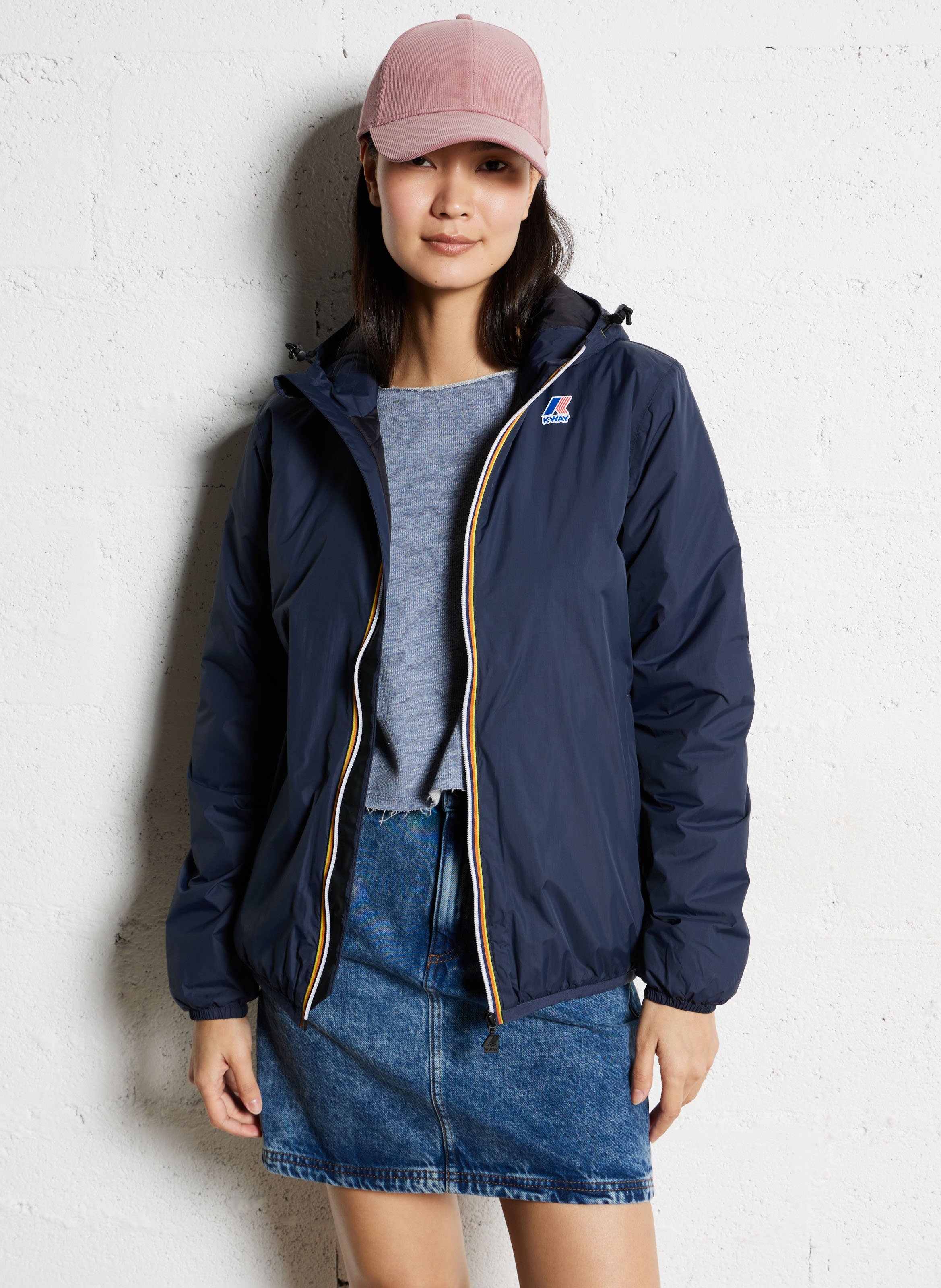 High-neck windbreaker K-WAY